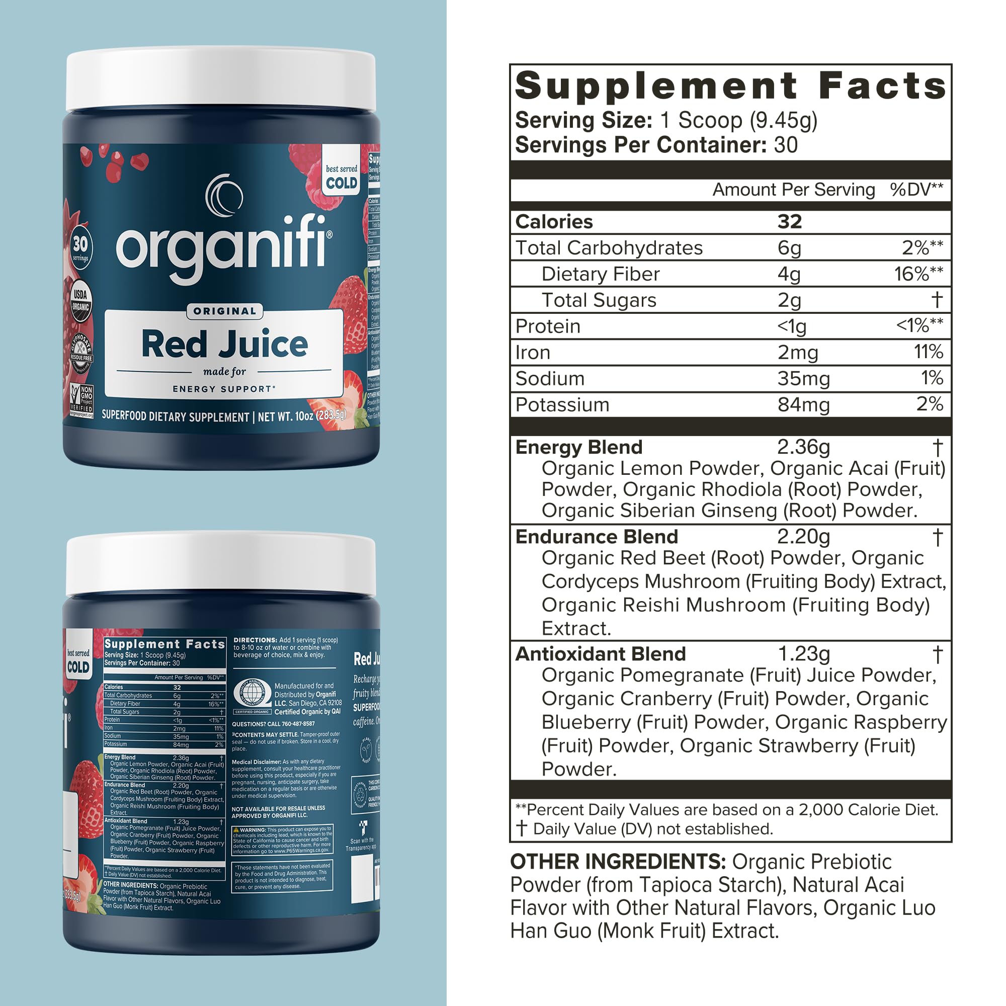 Organifi Red Juice - Vegan Energy Powder - Berry-Flavored Adaptogen Drink Organifi uk supplements