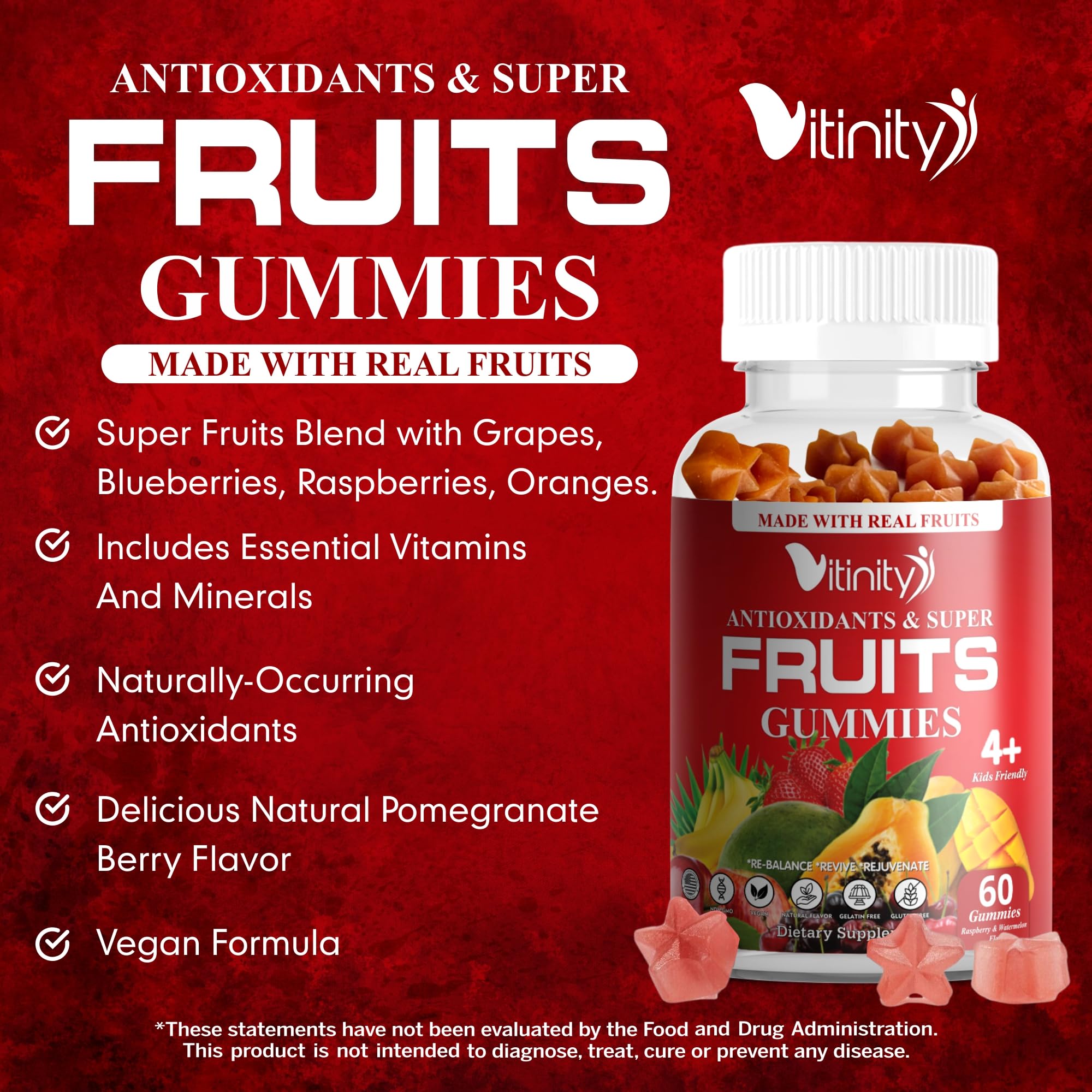VITINITY Made with Real Fruit-Real Veggie Gummies-Superfood Vegetable Vitamin Sup VITINITY uk supplements
