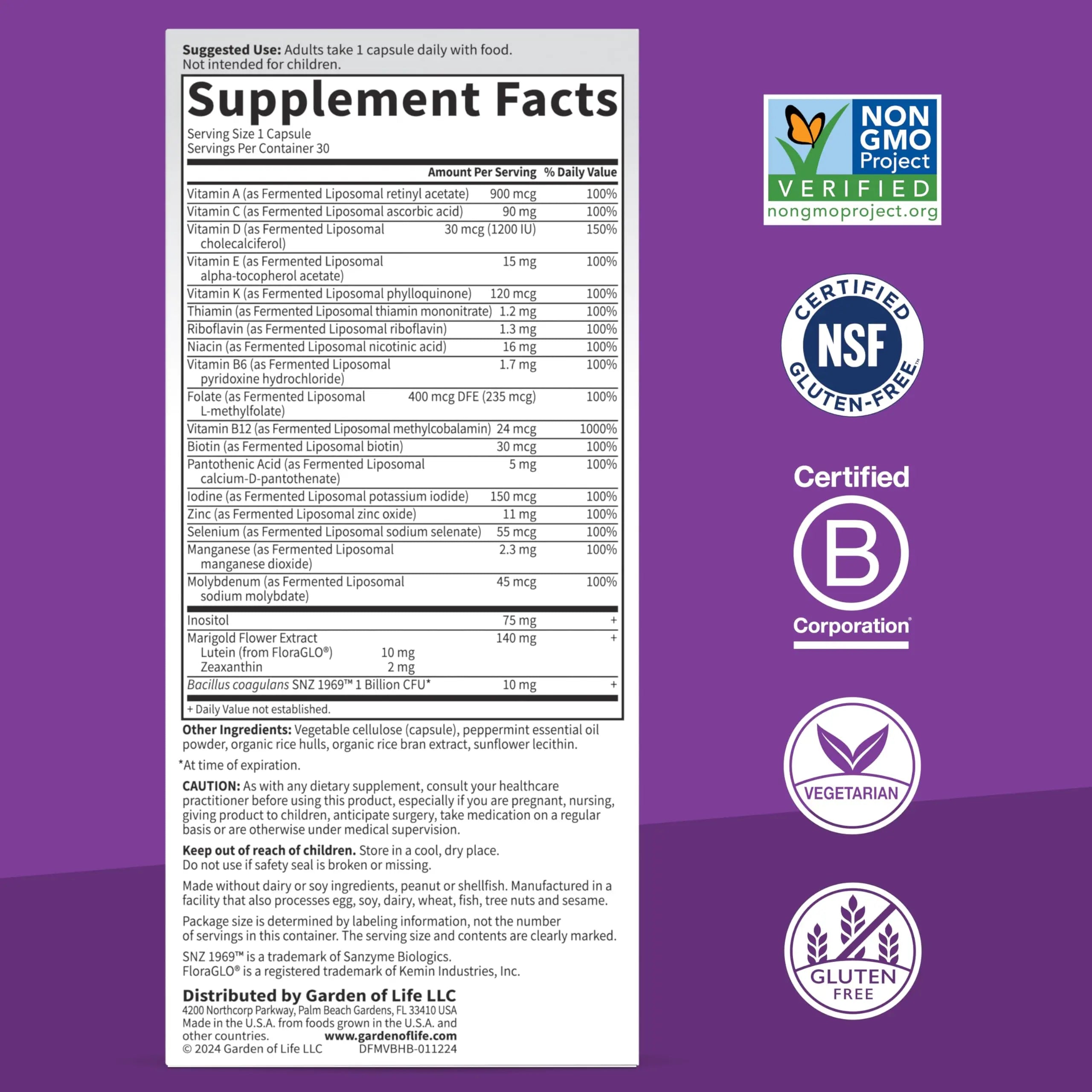 Garden of Life Dr Formulated Multi+ Brain Health, Fermented Liposomal Multivitamin + Lutein & Zeaxanthin, Vitamin D3 & Probiotics Garden of Life uk supplements