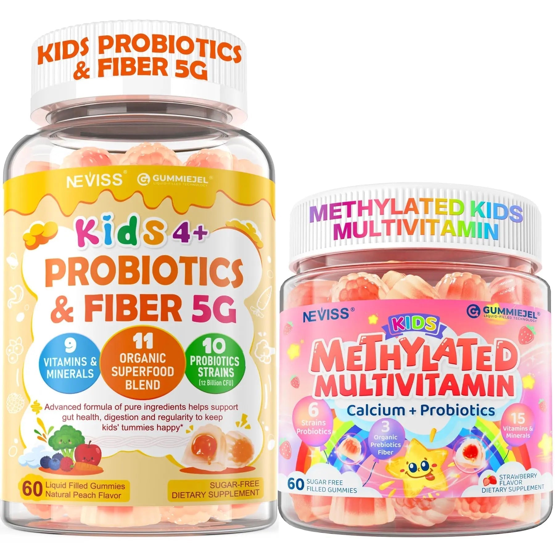 NEVISS Kids Multivitamin Gummies & Probiotics for Kids Teen + Veggie & Fruit Fiber Gummies NEVISS uk supplements