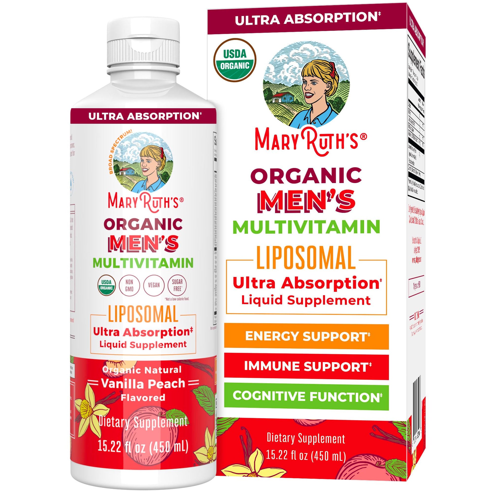 MaryRuth Organics Multivitamin for men | Sugar Free mens Multivitamin | Liquid Vitamins for men | Immune Support Supplement | Cognitive Health & Overall Wellness | Vegan | Non-GMO | 15.22 Fl Oz MARYRUTH'S uk supplements