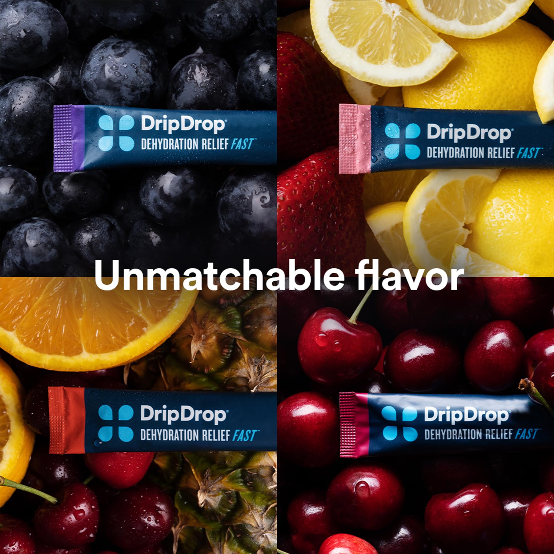 DripDrop Hydration - Electrolyte Powder Packets - Grape, Fruit Punch, Strawberry Lemonade DripDrop uk supplements