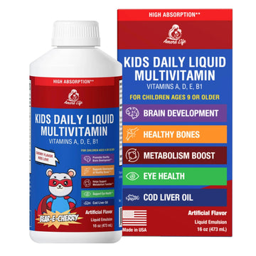 Amore Life Daily Liquid Multivitamin for Kids, High Absorption with Liquid Vitamin A, D, E, B1 and Cod Liver Oil for Kids Amore Life uk supplements