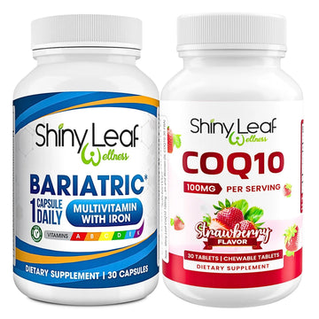 Bariatric Multivitamin with Iron One Capsule Per Day and CoQ10 100mg Supplement for Brain Health and Energy Management Shiny Leaf uk supplements