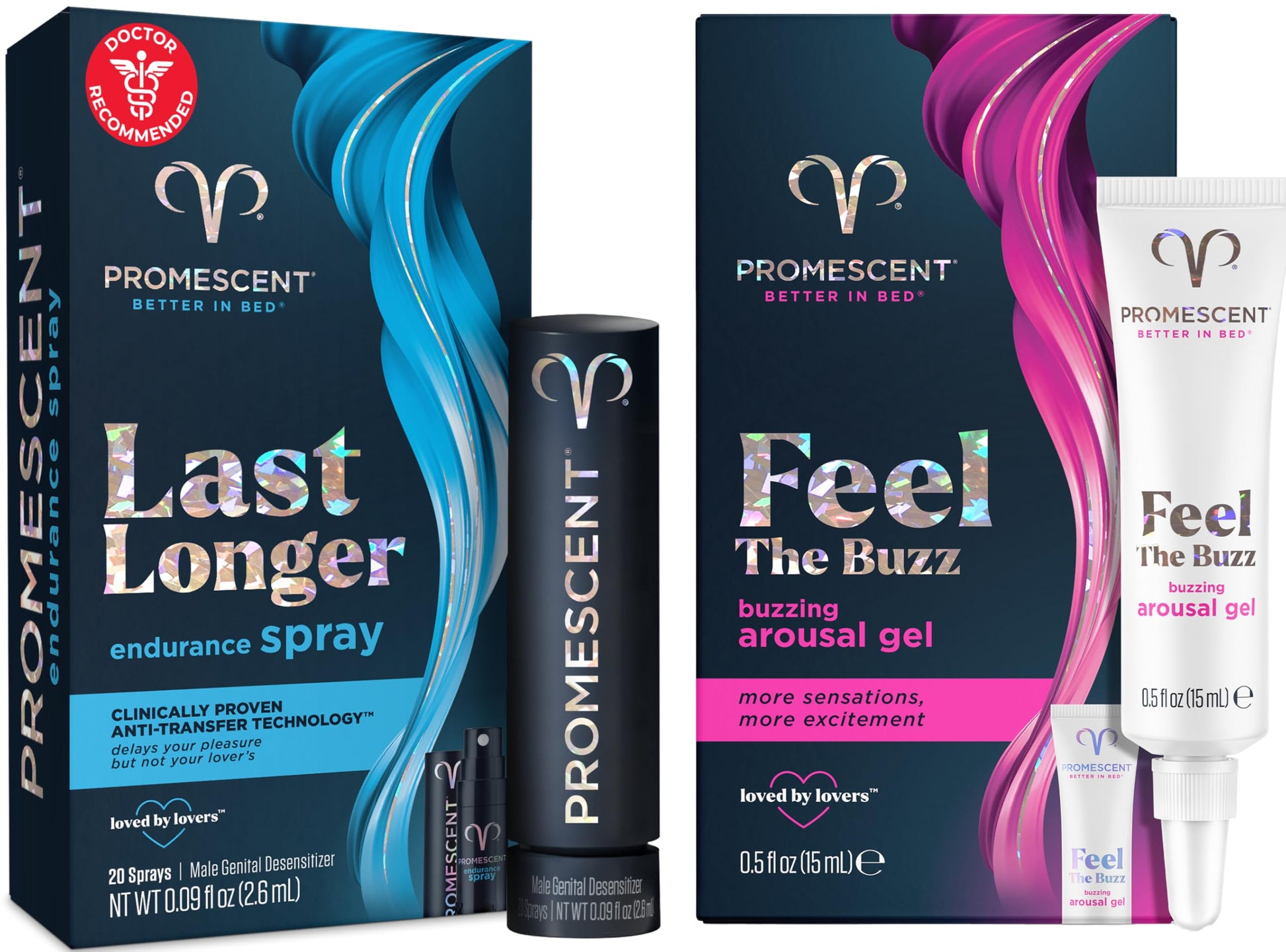 Promescent Desensitizing Delay Spray for Men, Last Longer in Bed + Women's Buzzing Gel for Intense Sensations Bundle Promescent uk supplements