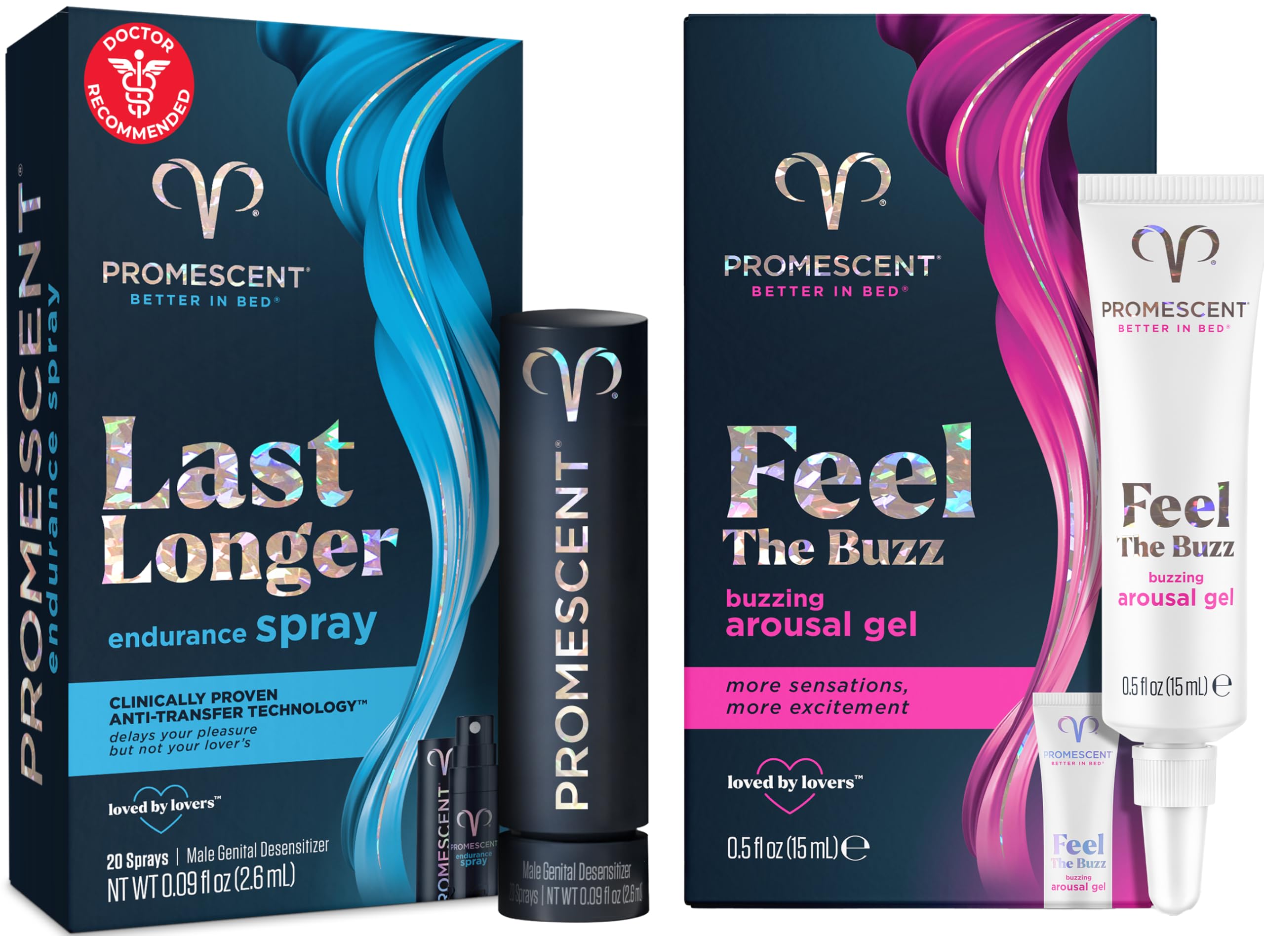 Promescent Desensitizing Delay Spray for Men, Last Longer in Bed + Women's Buzzing Gel for Intense Sensations Bundle Promescent uk supplements