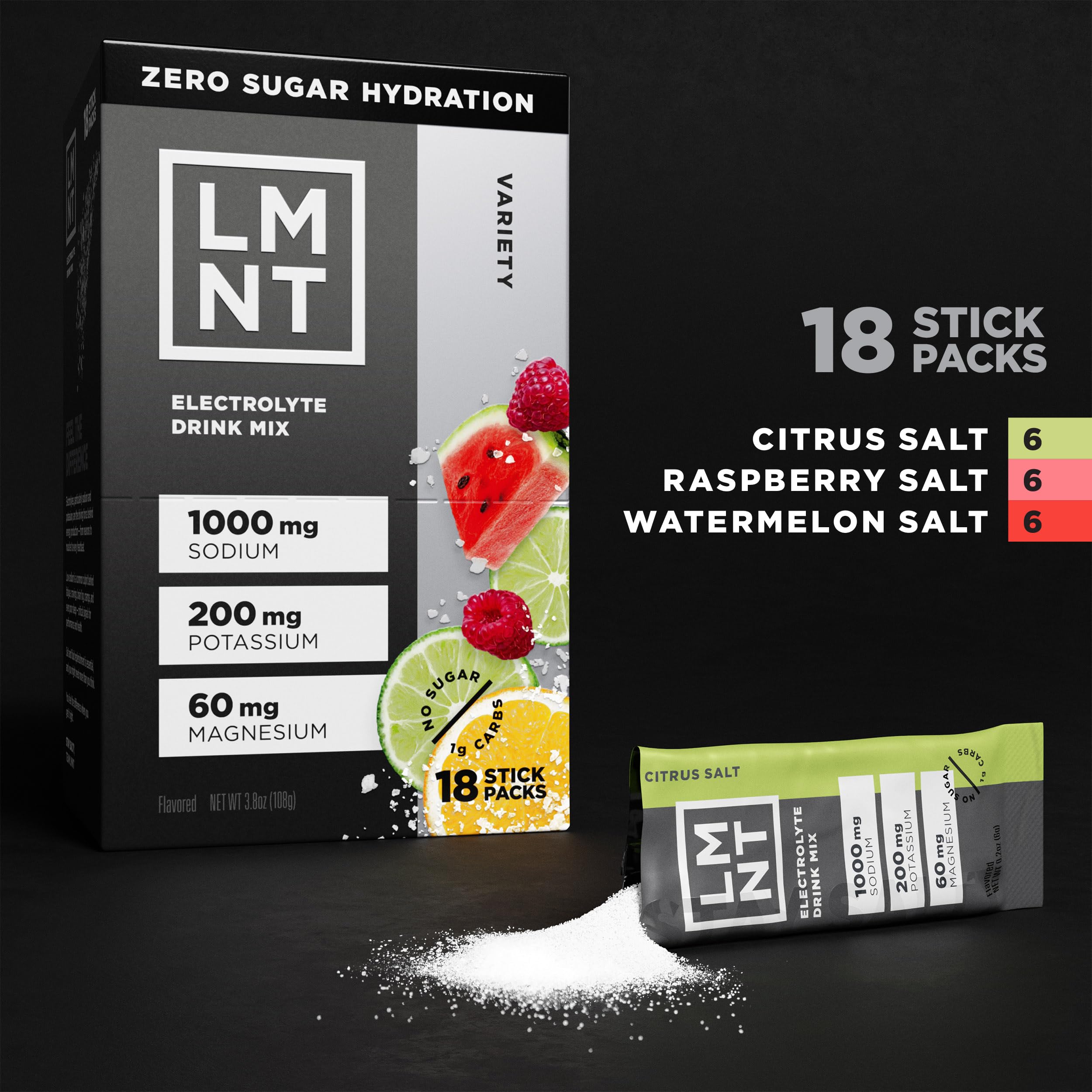 LMNT Zero Sugar Electrolytes - Variety Pack Bundle | Drink Mix | 18-Count Drink LMNT uk supplements