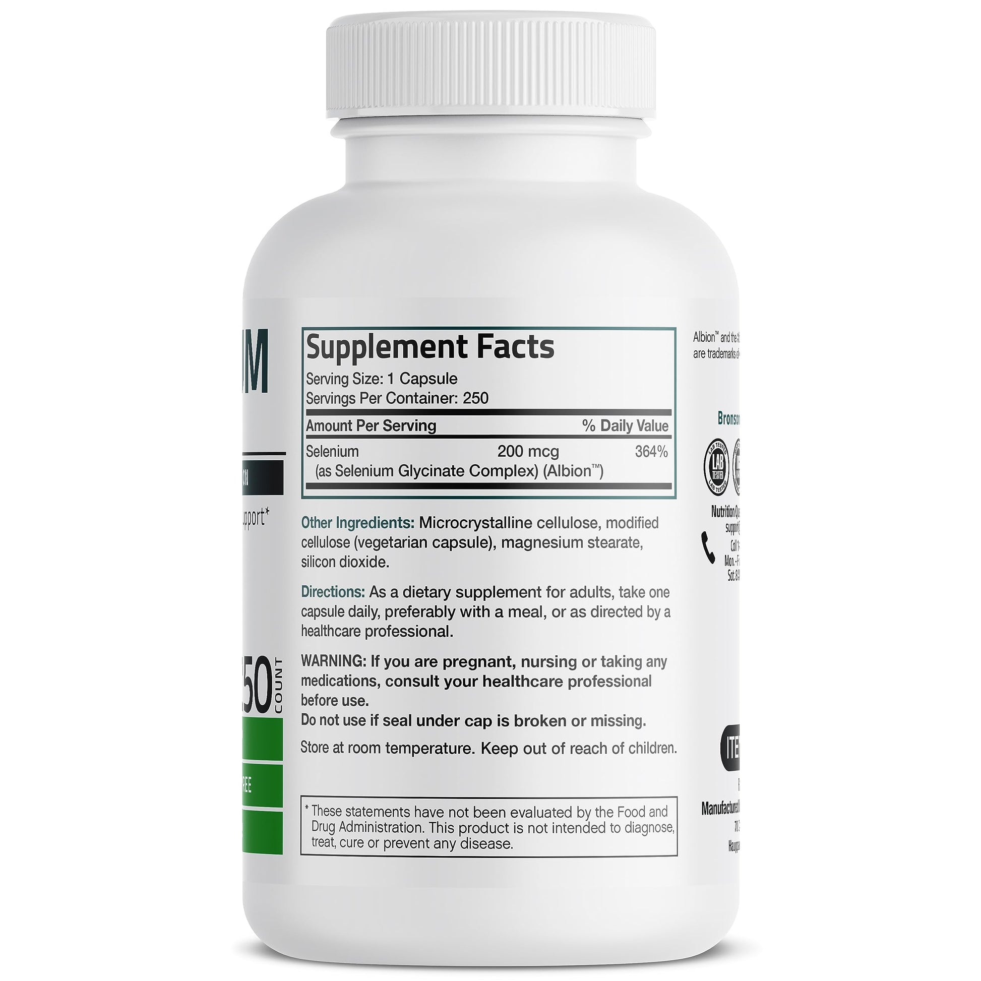 Bronson Selenium 200 mcg – Yeast Free Chelated Amino Acid Complex - Essential Trace Bronson uk supplements