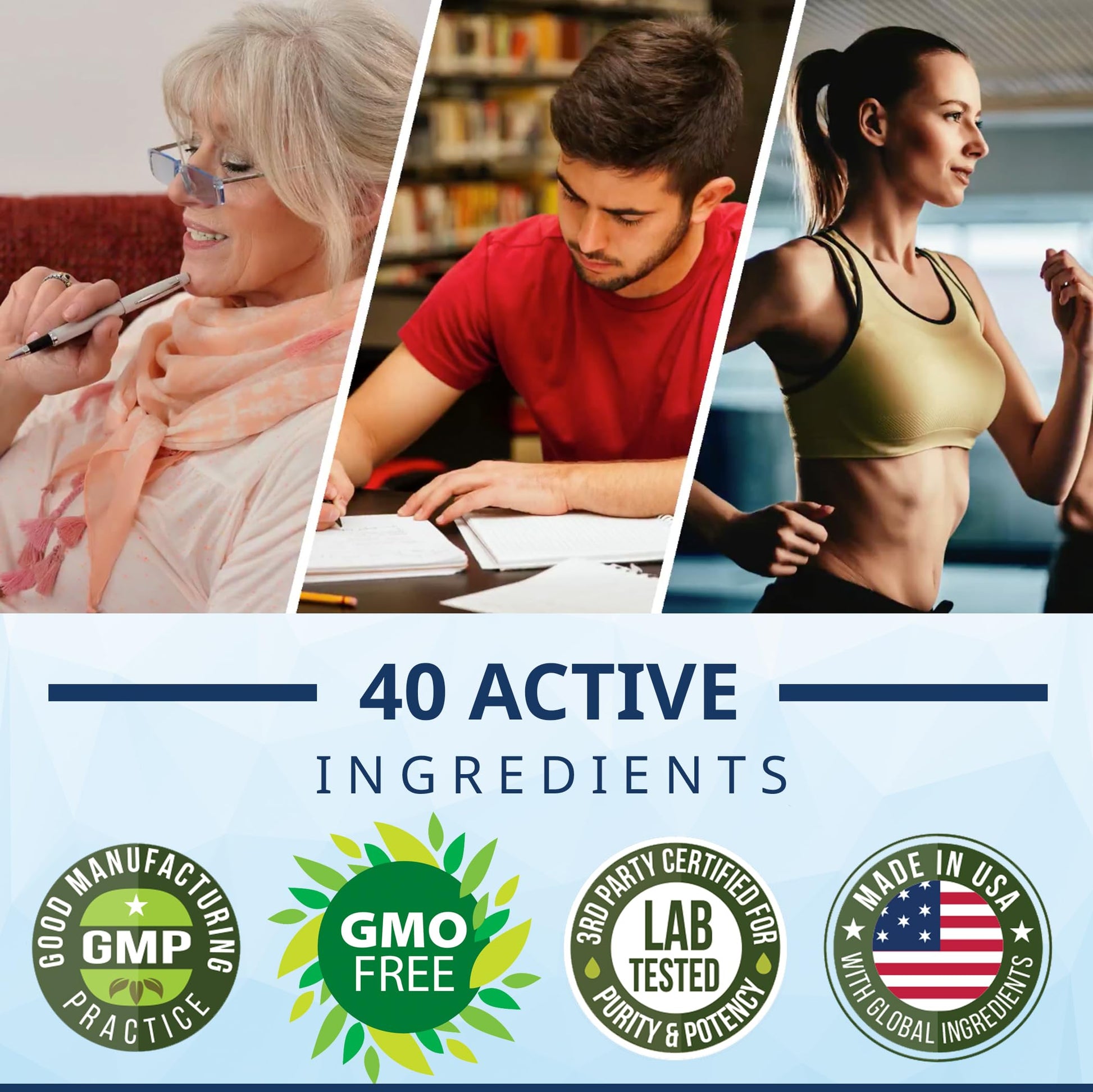 40-in-1 Brain Booster Supplement for Focus, Memory, Clarity, Energy | Advanced Vitamins Plus eBook | for Men & Women, Cognitive Function Nootropic Support with DMAE, Mind Health Formula | 60 Capsules NATURE'S BRANCH uk supplements