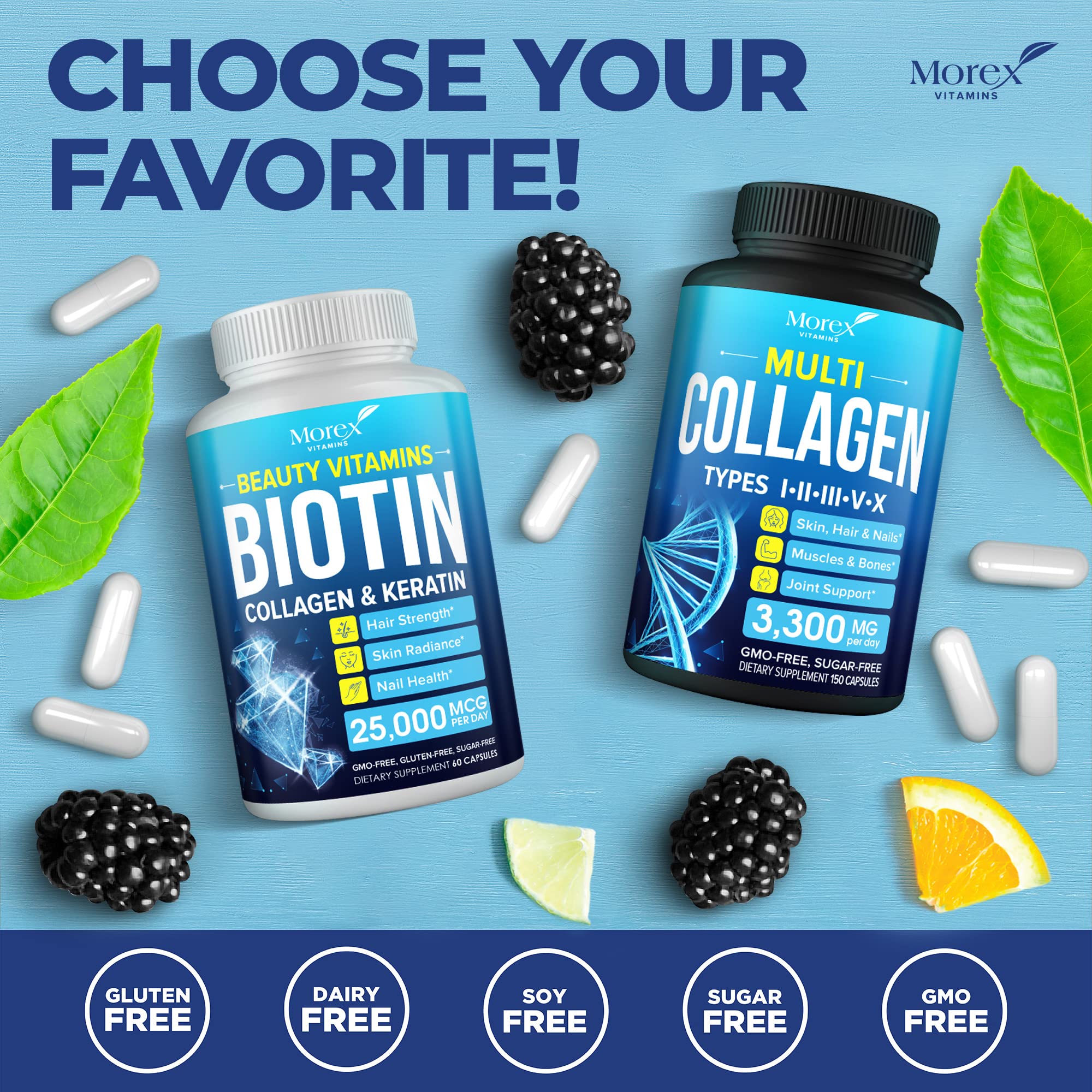 Multi Collagen Pills (Types I, II, III, V & X) - Marine Collagen & Bone Broth Capsules MOREX VITAMINS uk supplements