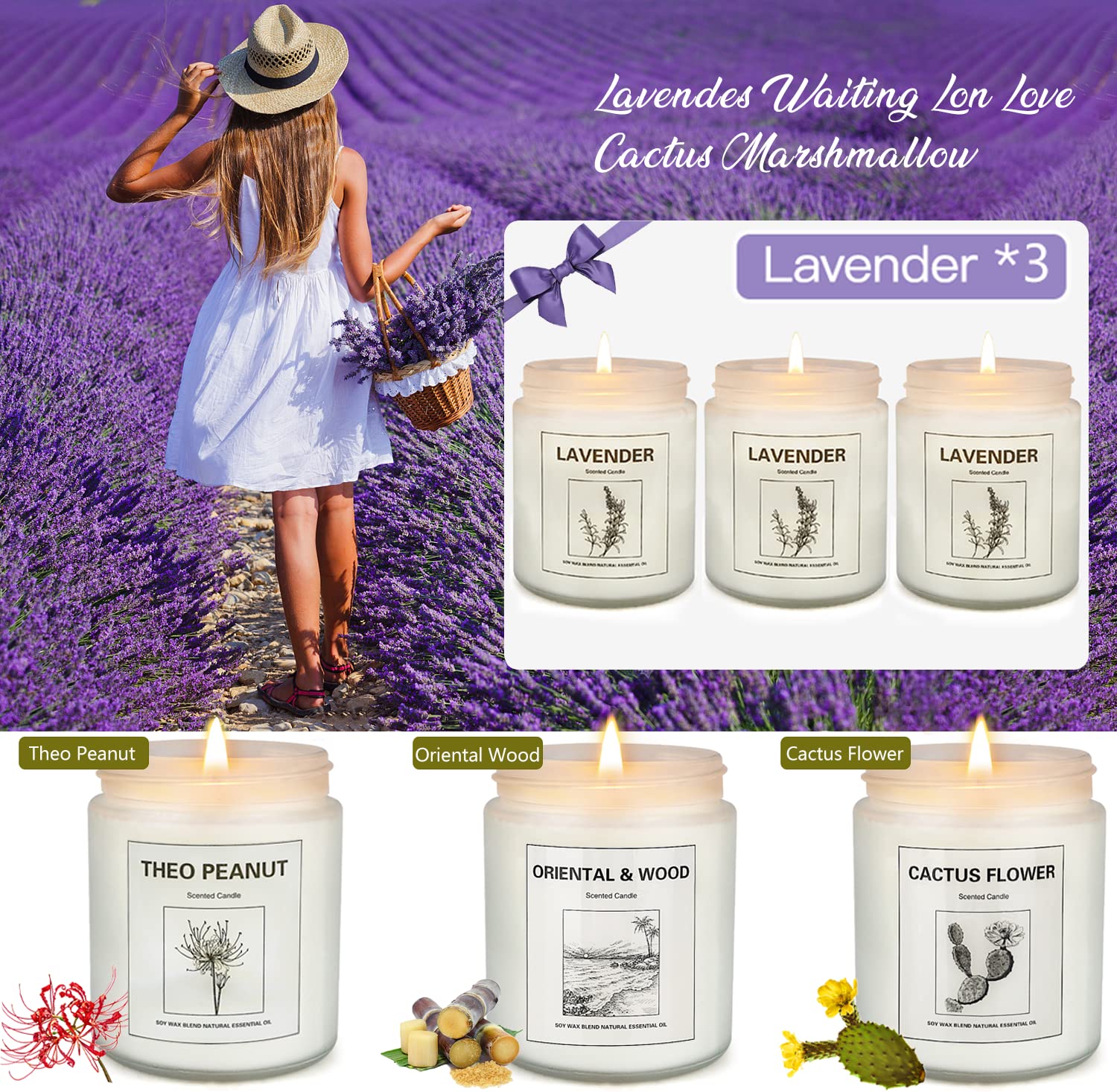 6 Pack Scented Candles, Aromatherapy Candles Gifts Set for Women, 42.6 oz 300 Hour Long Lasting YINUO LIGHT uk supplements