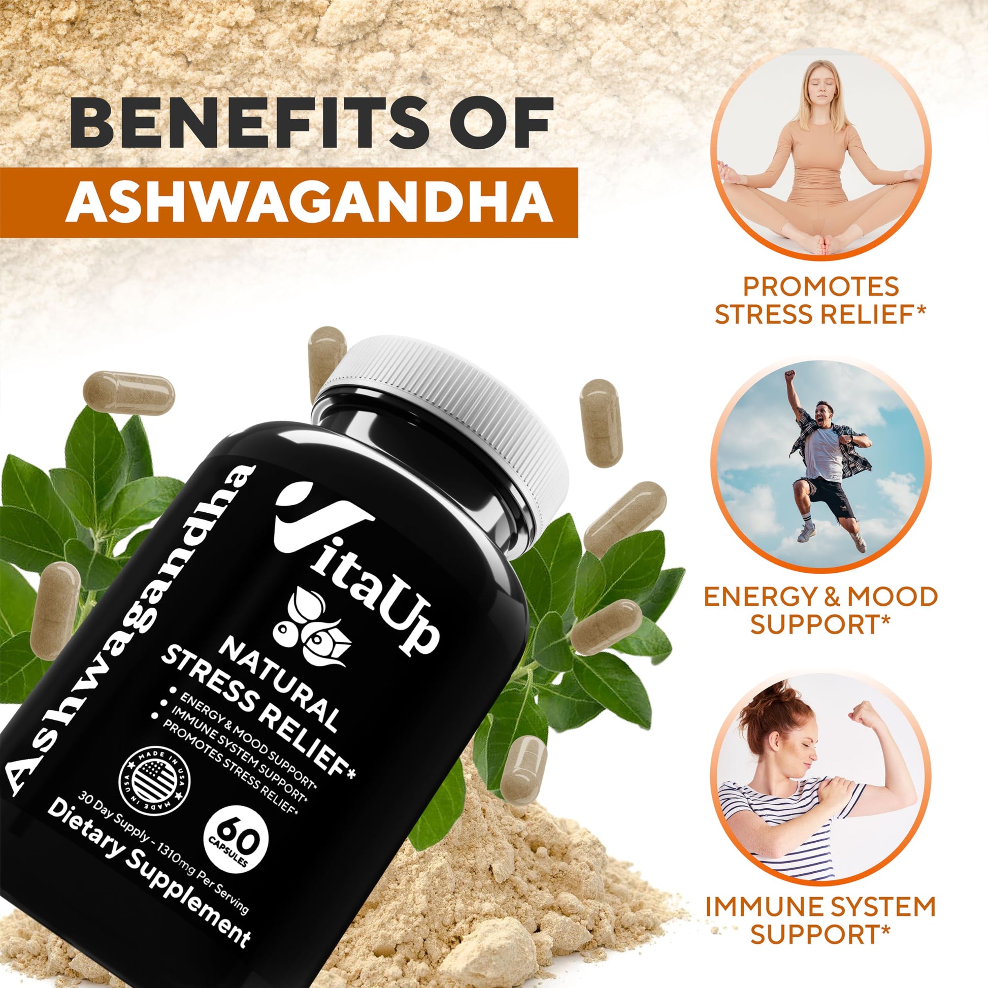VitaUp Organic Ashwagandha Capsules 1310 mg - USA Made Ashwagandha Supplements VitaUp uk supplements