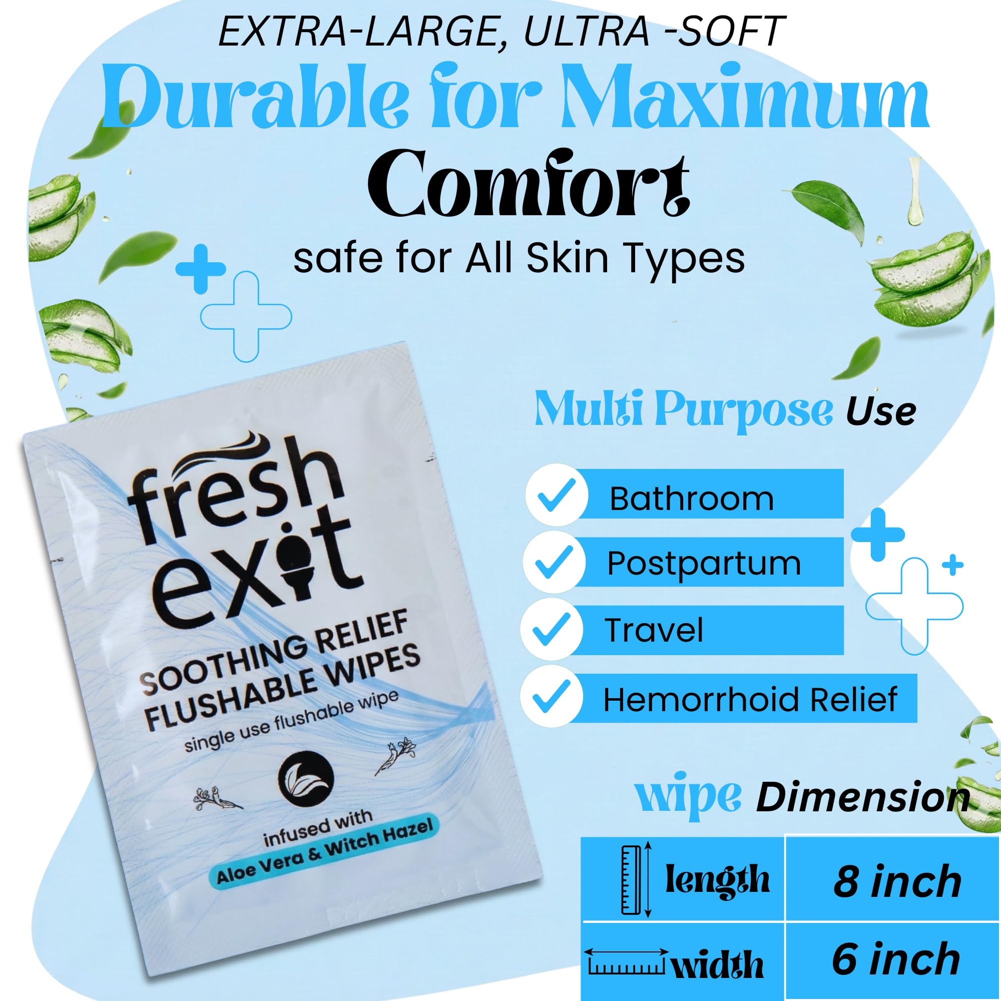 FreshExit Flushable Hemorrhoid Wipes – 36 Count – Individually Wrapped with Witch Hazel & Aloe Vera, Large Discreet Travel Wipes for Adults, Soothing & Gentle on Skin FreshExit uk supplements