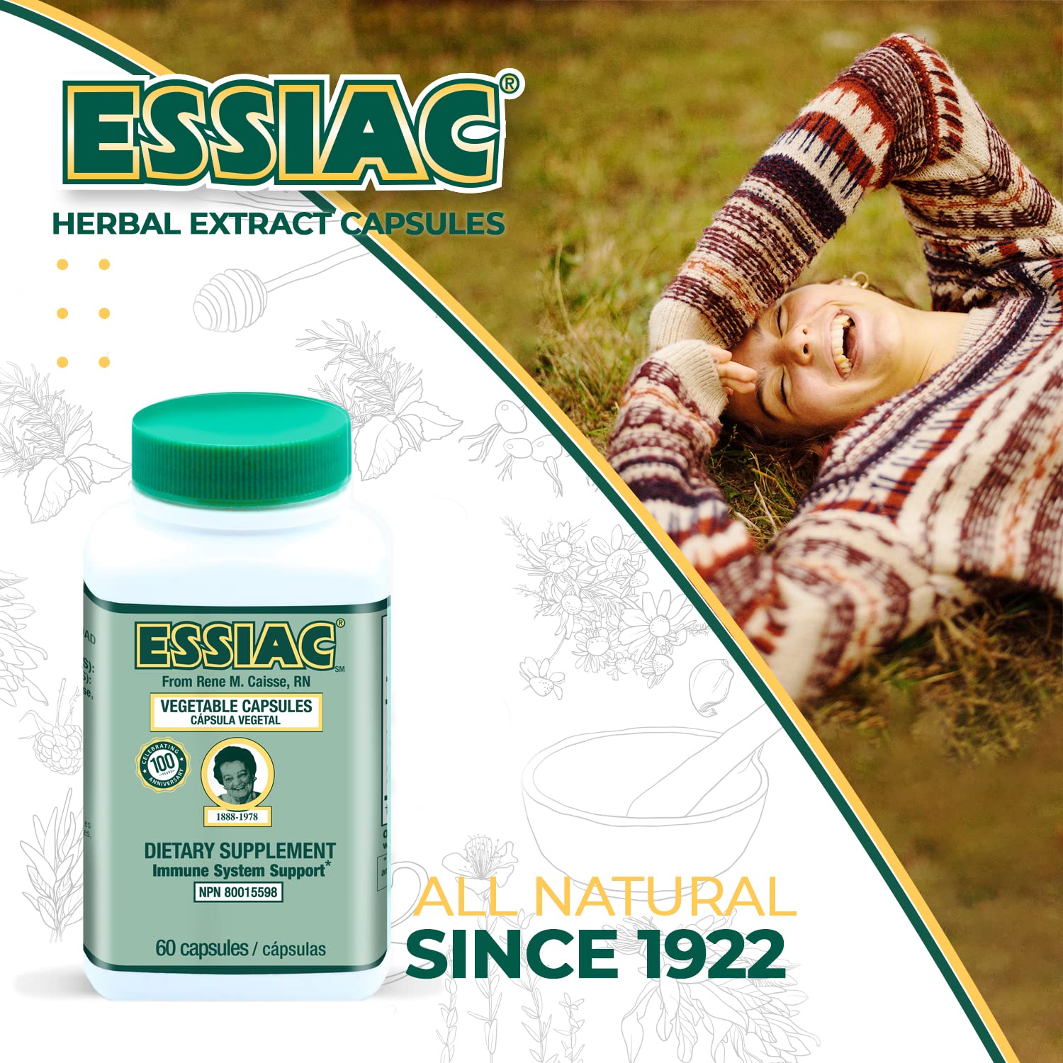 ESSIAC Tea All-Natural Herbal Extract Capsules – 60 Capsules | Powerful Antioxidant Blend to Help Promote Overall Health & Well-Being | Original Formula Since 1922 Essiac uk supplements