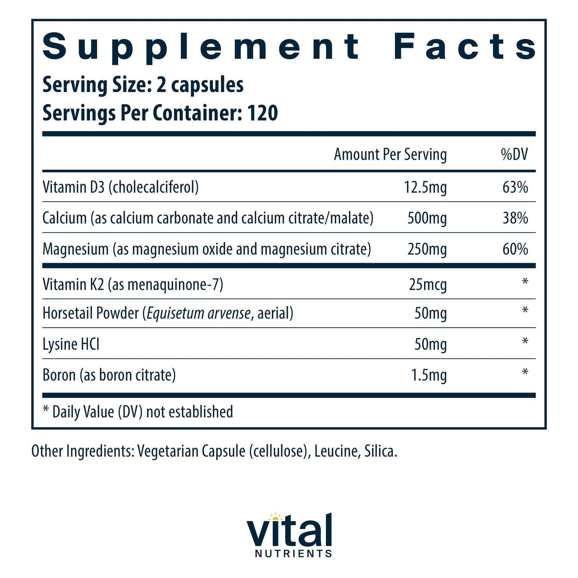 Vital Nutrients Osteo-Nutrients II - Vitamin K2 + D3, Calcium, Boron, and Magnesium for Bone Strength* - Healthy Heart Support - Vegetarian Supplement - Gluten, Dairy, Soy Free - 240 Capsules Vital Nutrients uk supplements