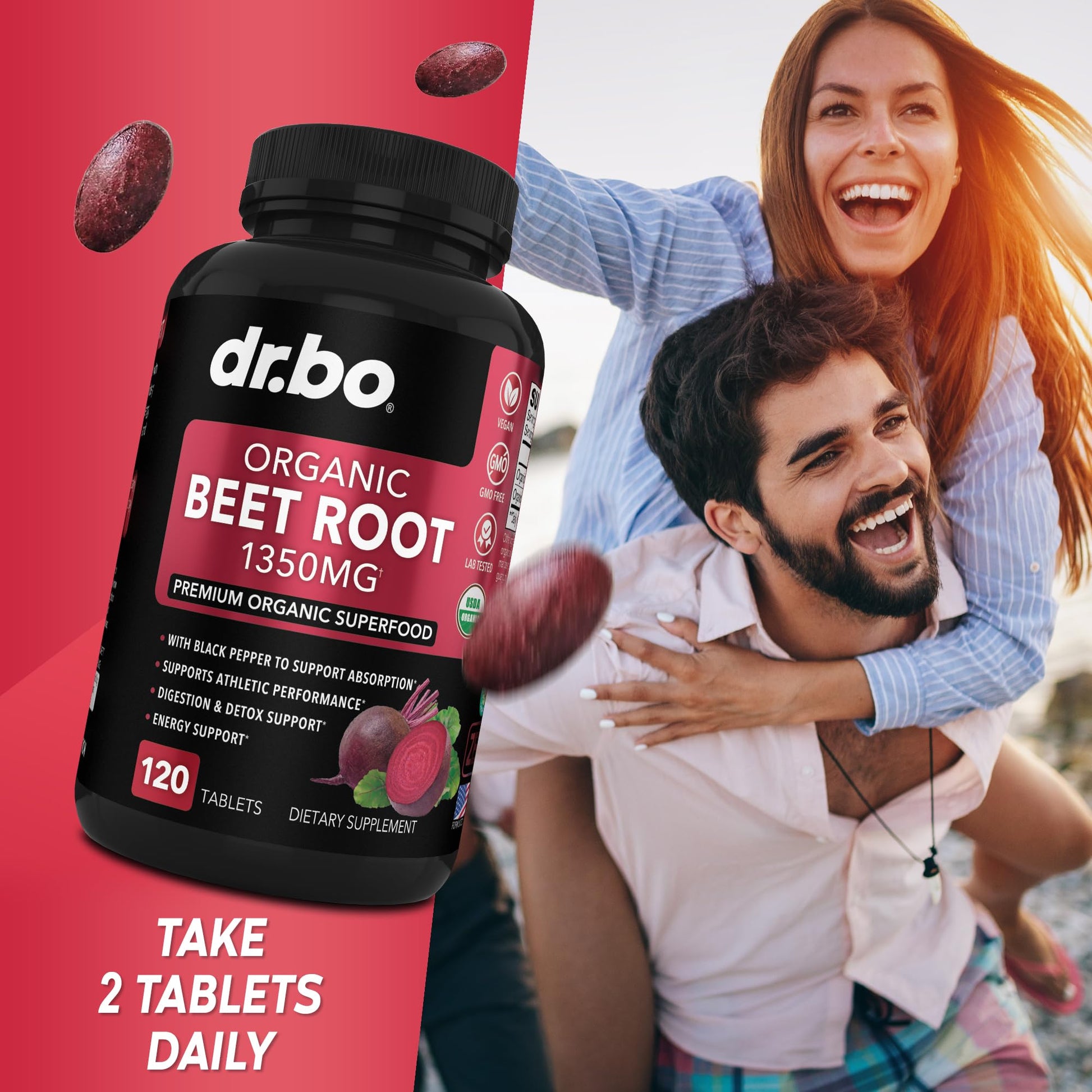 Organic Beet Root Capsules Supplements - 1350mg Beetroot Powder Extract Pills, Organic DR. BO uk supplements