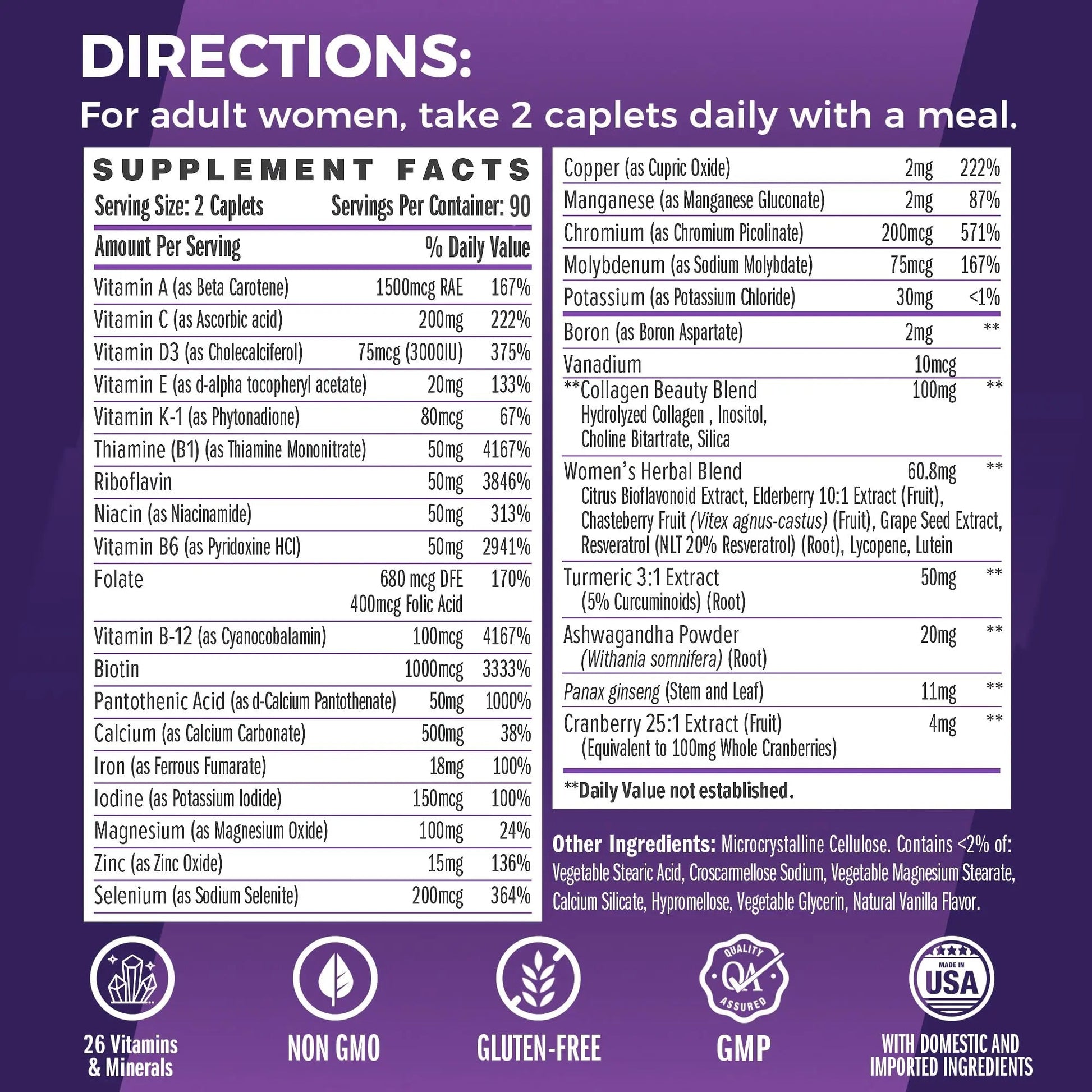 Vitamin World Ultra 360 Multivitamin for Women, Women's Multivitamin with Herbs & Collagen for Hair, Skin & Nails, Supplement with Iron, Vitamin A, B, C, D, E Vitamin World uk supplements