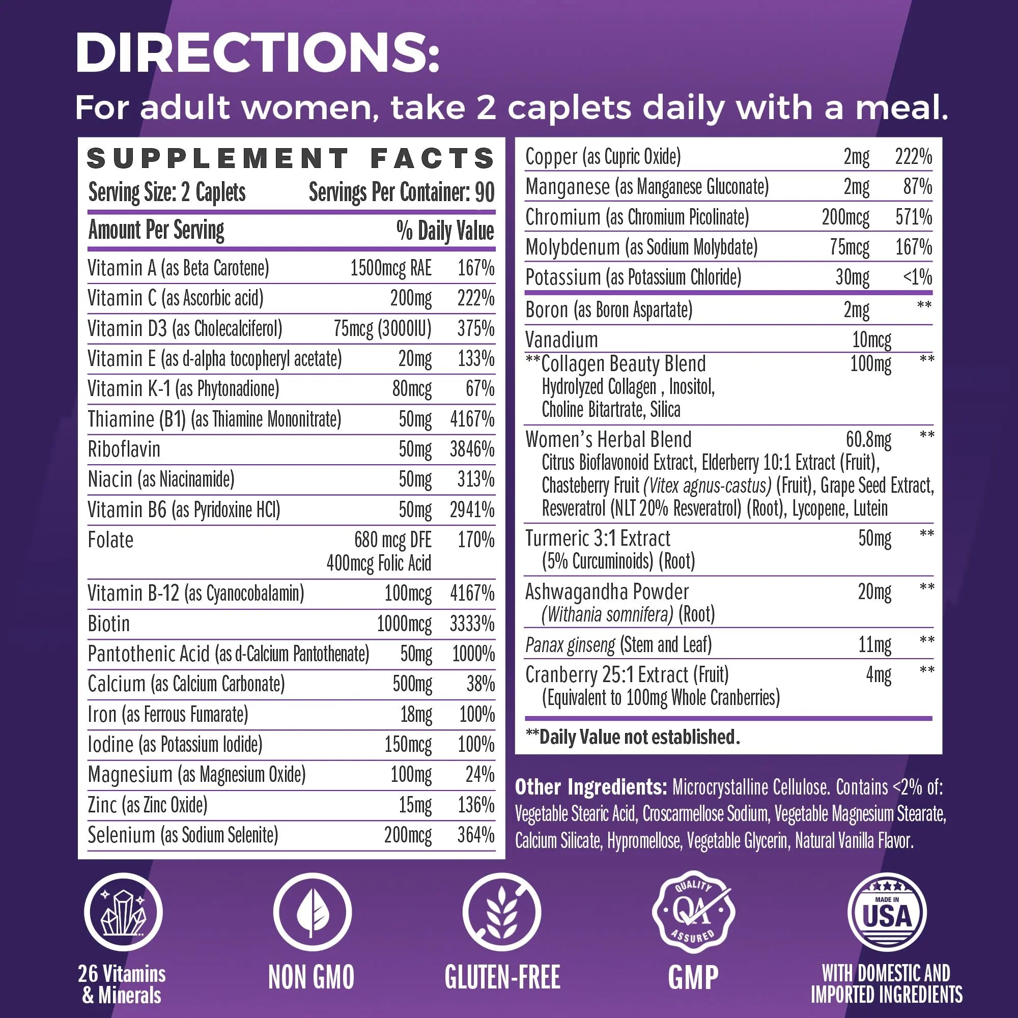 Vitamin World Ultra 360 Multivitamin for Women, Women's Multivitamin with Herbs & Collagen for Hair, Skin & Nails, Supplement with Iron, Vitamin A, B, C, D, E Vitamin World uk supplements
