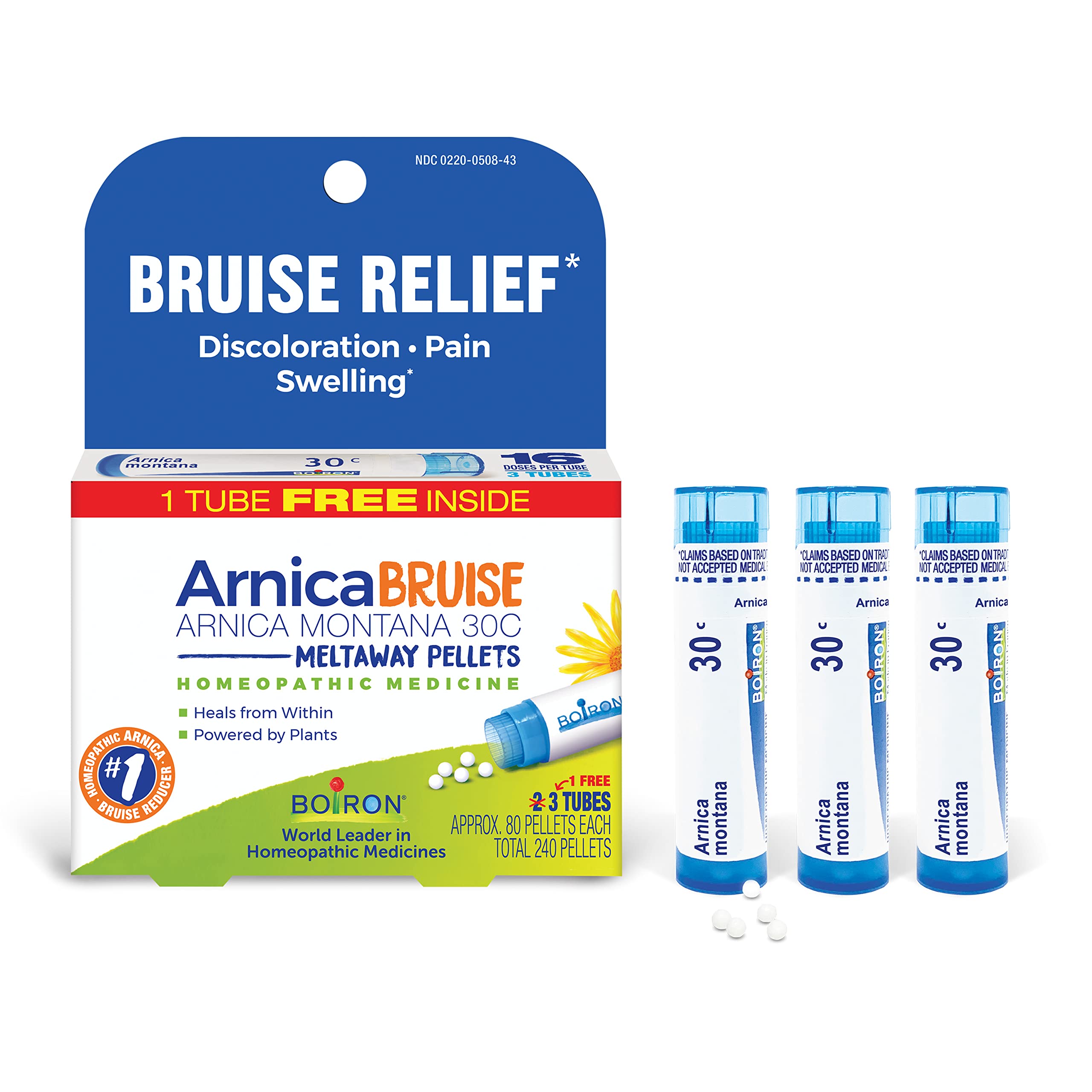 Boiron Arnica Bruise - Arnica Montana 30c for Relief of Pain, Swelling, and Discoloration from Bruises - 3 Count (240 Pellets) Boiron uk supplements