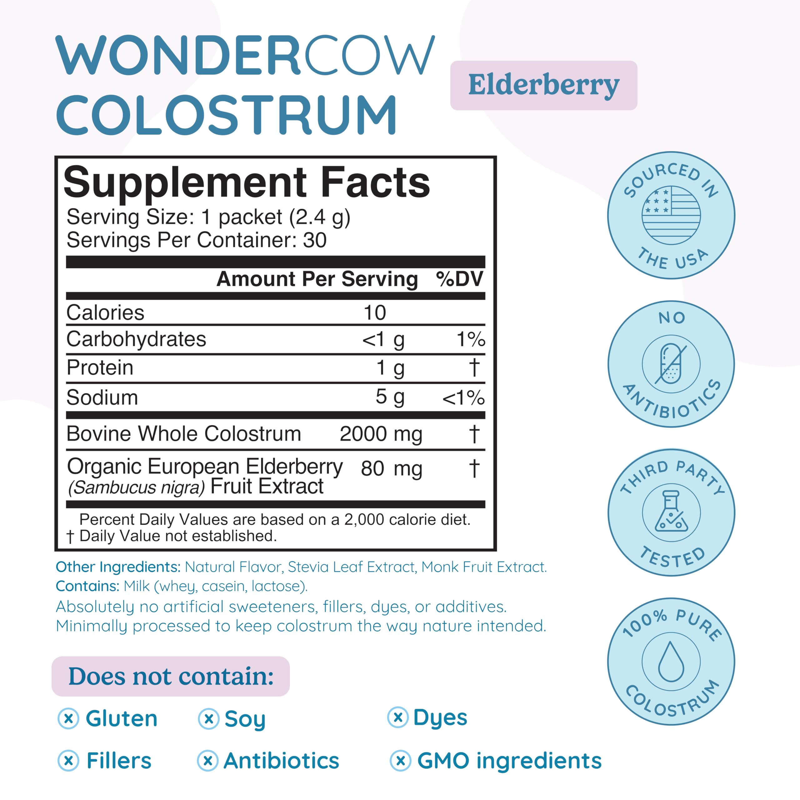 WONDERCOW Colostrum Supplement Powder for Gut Health, Immune Support & Wellness | Natural IgG Pure Whole Bovine Colostrum Superfood, Elderberry, 30 Servings WONDERCOW uk supplements