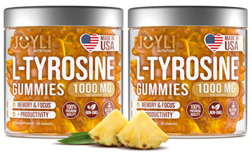 2 Pack - JOYLI L-Tyrosine Gummies 1000MG – Sugar-Free Vegan Focus Supplement & Mood Support for Kids & Adults – 500mg Per Gummy – Sleep Gummies for Memory, Energy & Wellness – 60 Pcs per Pack JOYLI Nutrition uk supplements