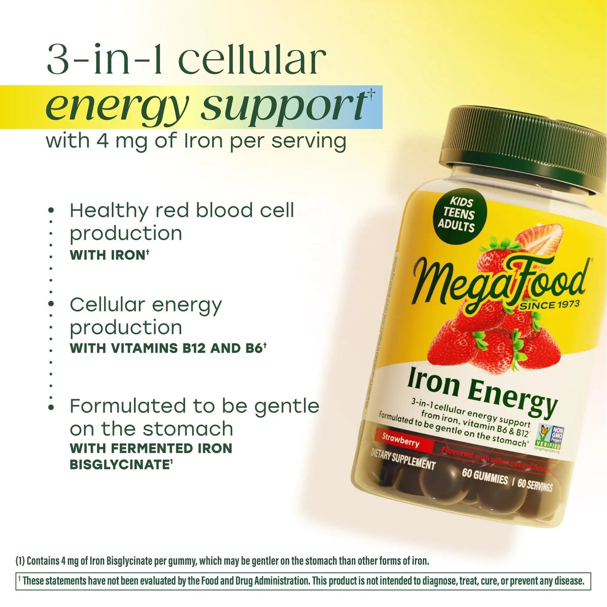 Megafood Iron Energy Gummies, Iron Supplement for Women, Men, Teens & Kids with Vitamin B12 & B6, Vitamins MegaFood uk supplements