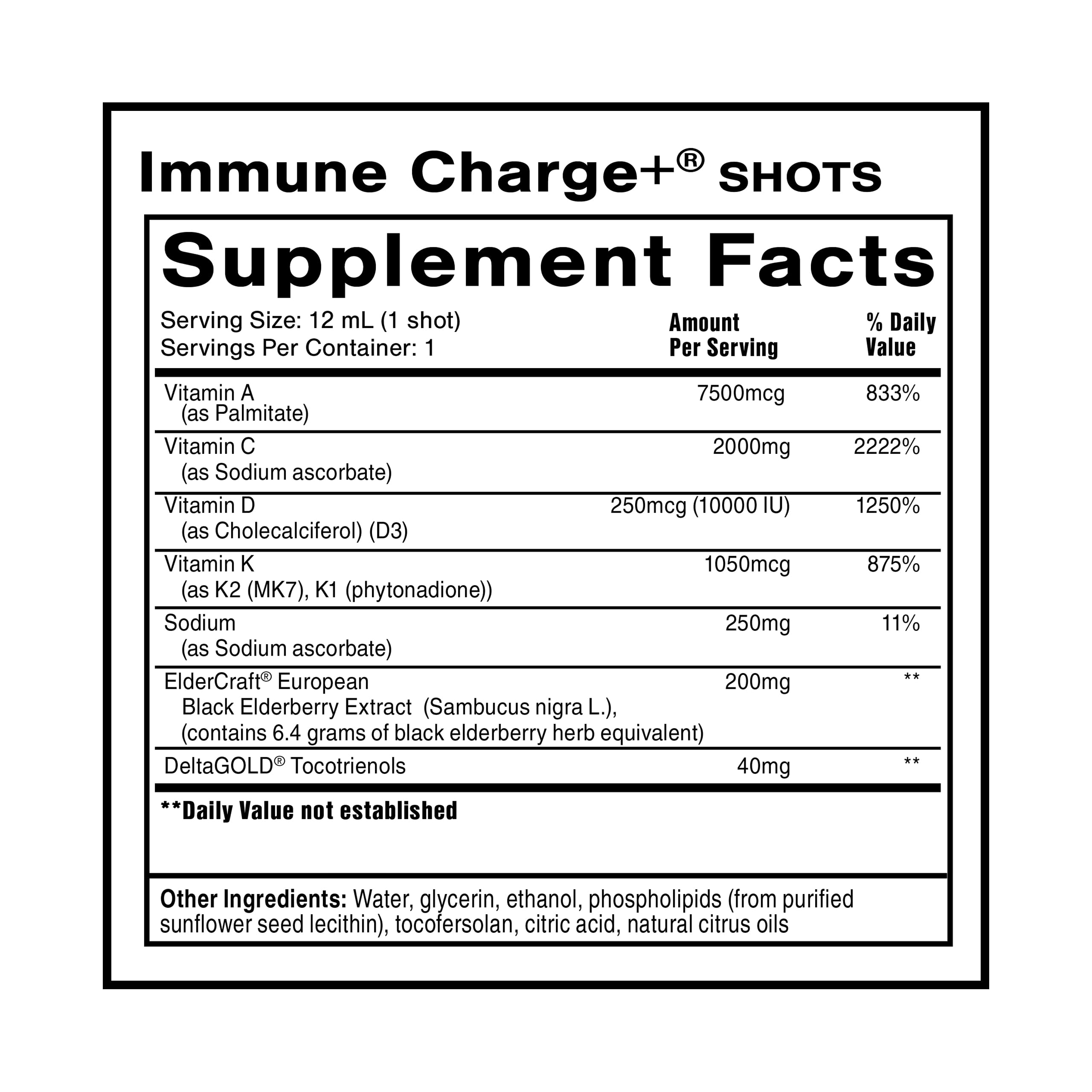 Quicksilver Scientific Immune Charge+ - Portable Wellness with Elderberry, Vitamin C, E, K1, K2, 10,000 IU Vitamin D for Optimal Immune System Support (12 Single Serving Shots) Quicksilver Scientific uk supplements