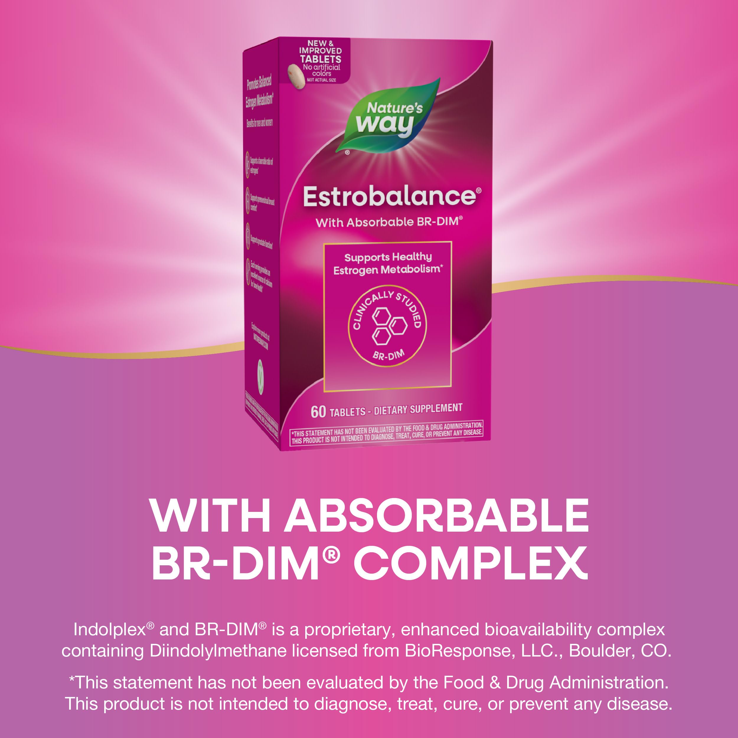 Nature's Way Estrobalance, Absorbable BR-DIM, Supports Healthy Estrogen Metabolism*, Vegan, Gluten Free, 60 Tablets (Packaging May Vary) Nature's Way uk supplements
