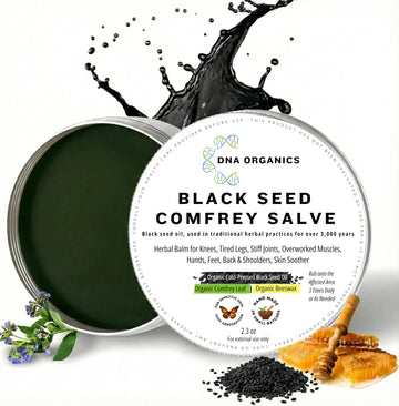 Wild Castle DNA Organics Black Seed Oil Comfrey Salve 2.3 oz – Organic Herbal Salve for Joint and Muscles & Tattoo Care. Balm for Soothing Relief. Handcrafted, Slow-Infused, No Chemical Fillers Wild Castle uk supplements