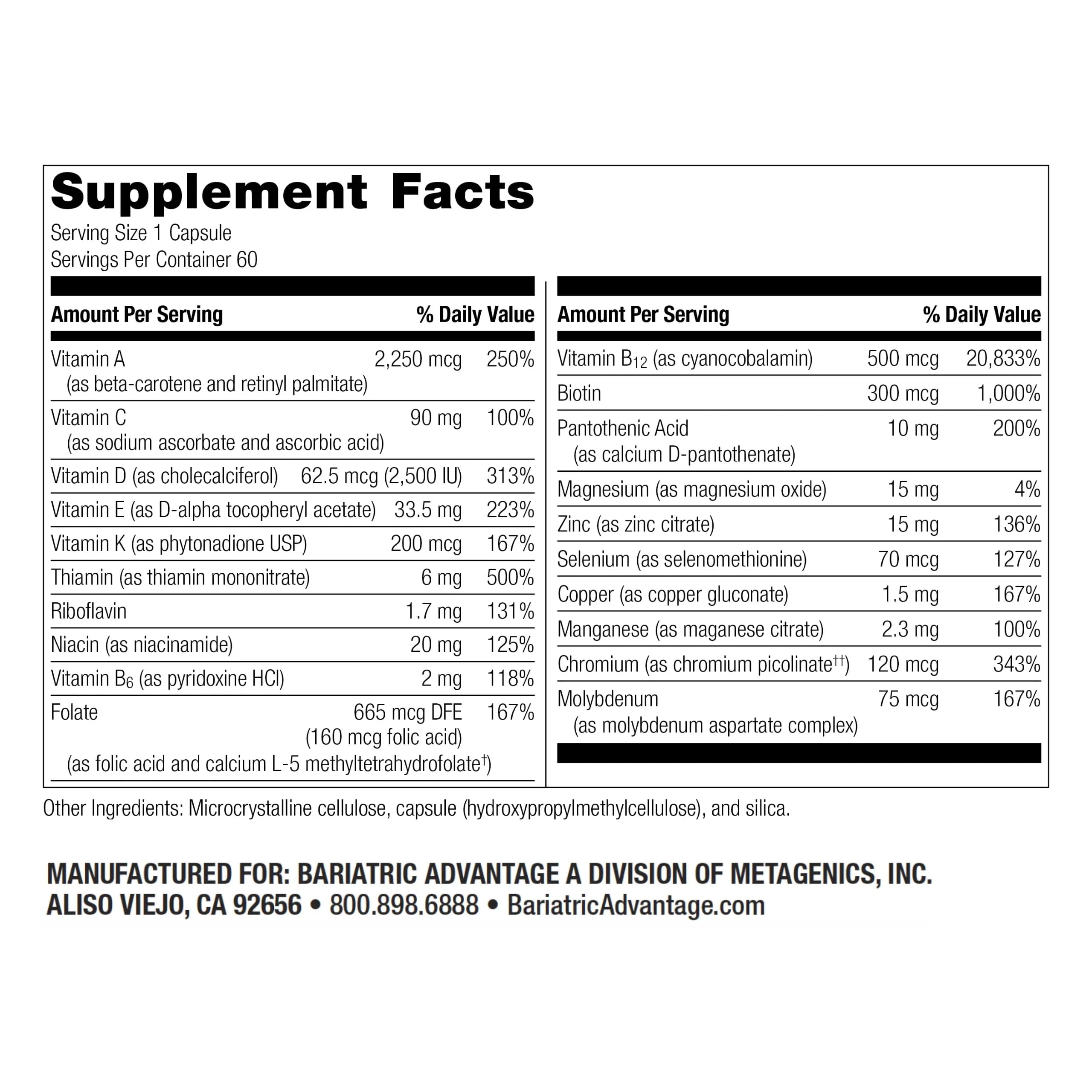 Bariatric Advantage High ADEK Multi - for Bariatric Surgery Patients - Multivitamin with Vitamins A, D, E, K & Trace Minerals Bariatric Advantage uk supplements
