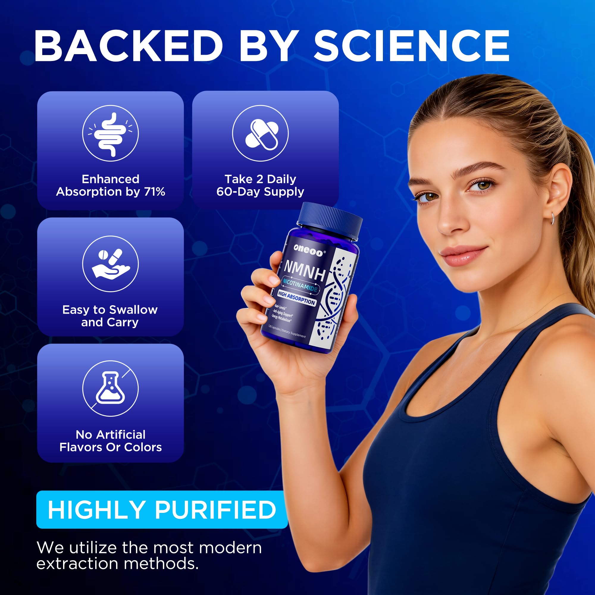 Oneoo NMNH Supplement with NAD Supplement Maximum Potency with Resveratrol & Pterostilbene, CoQ10 & Black Pepper, for Cellular Energy, Anti-Aging Support, Sirtuin Activation & Methylation Support, 120 Oneoo uk supplements