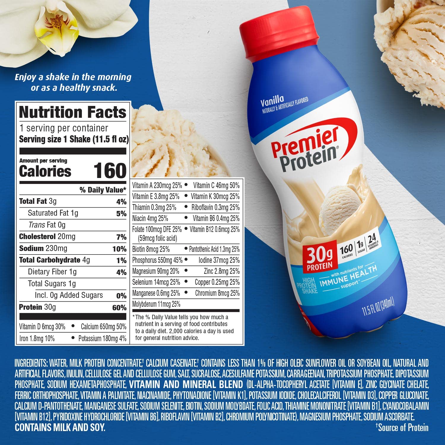 Premier Protein Shake Bottle, Vanilla, Liquid, Powder, keto, 30g Protein, 1g Sugar Premier Protein uk supplements