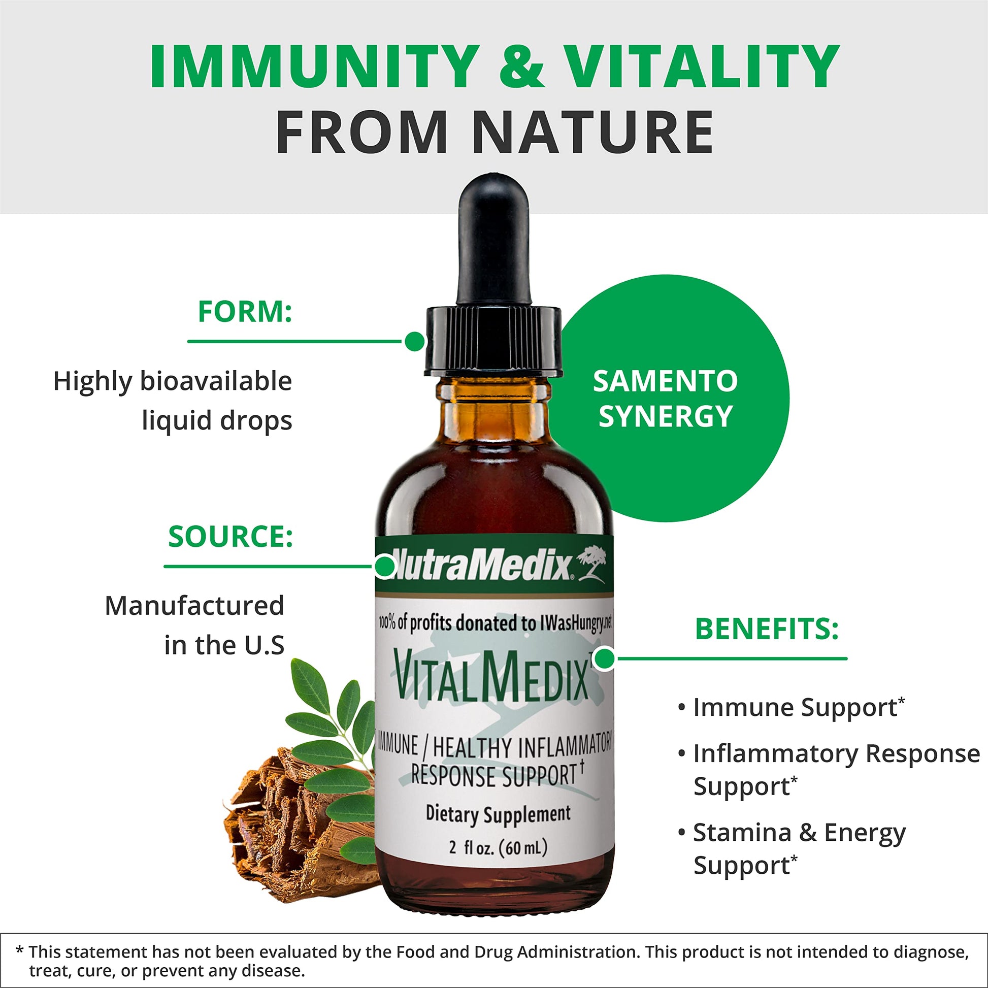NutraMedix VitalMedix - Cat's Claw & Moringa Plant Extract - Daily Energy Supplement for Immune Health & Overall Vitality - Rich in Vitamins & Minerals (2oz) NutraMedix uk supplements