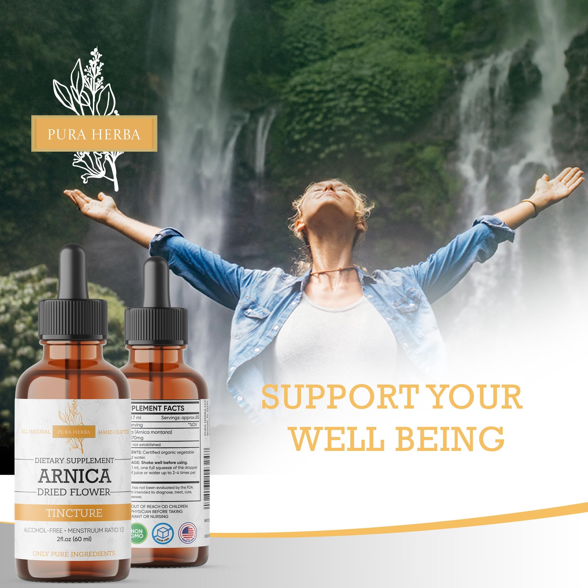 Pura Herba Arnica Liquid Extract – Alcohol-Free, Vegan, Supports Muscle Recovery & Joint Comfort, Fast-Absorbing Tincture, Made in USA – 2 Fl Oz Pura Herba uk supplements