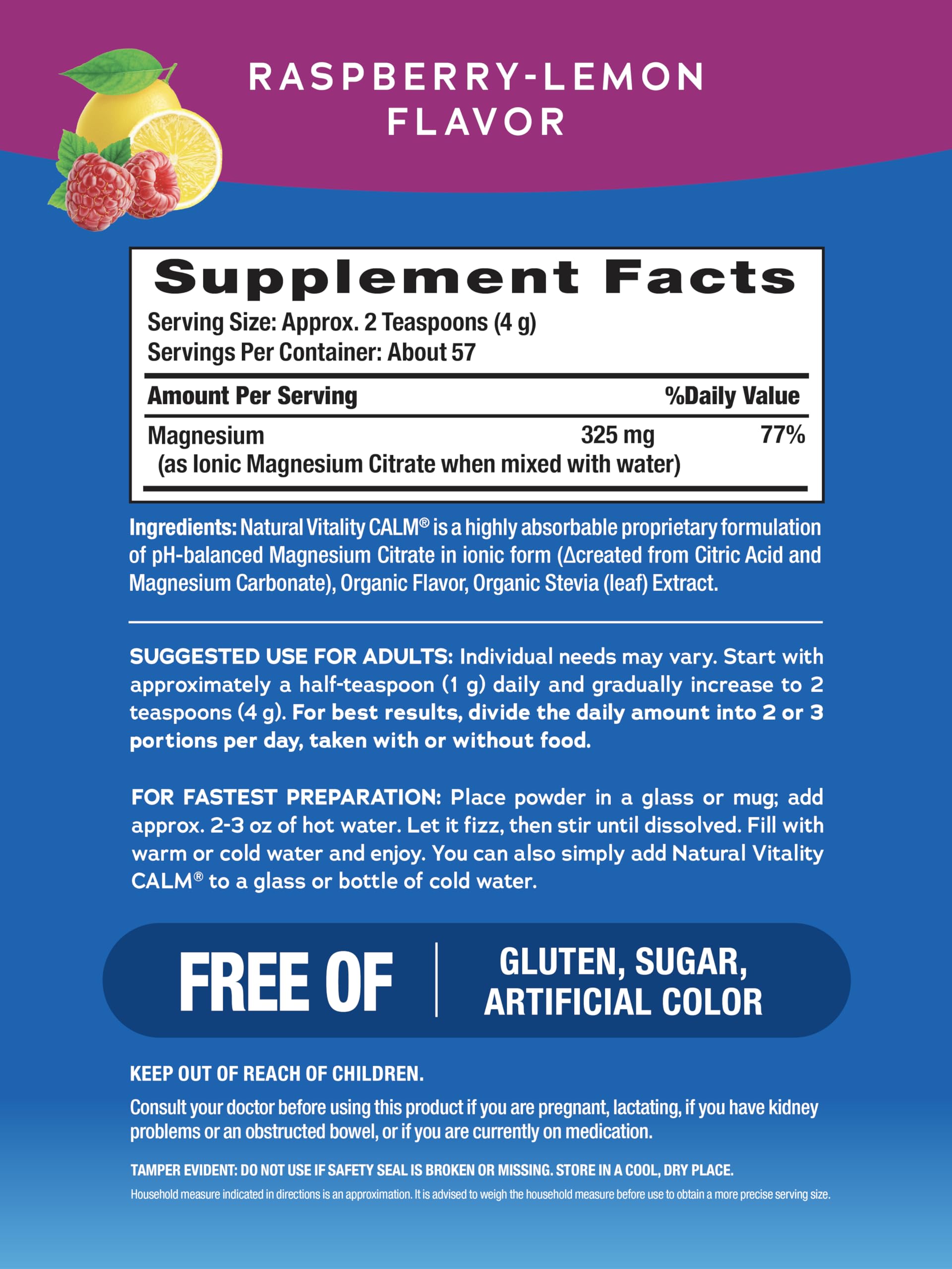 Natural Vitality Calm Powder Rasp Lemon, 8 oz Natural Vitality uk supplements