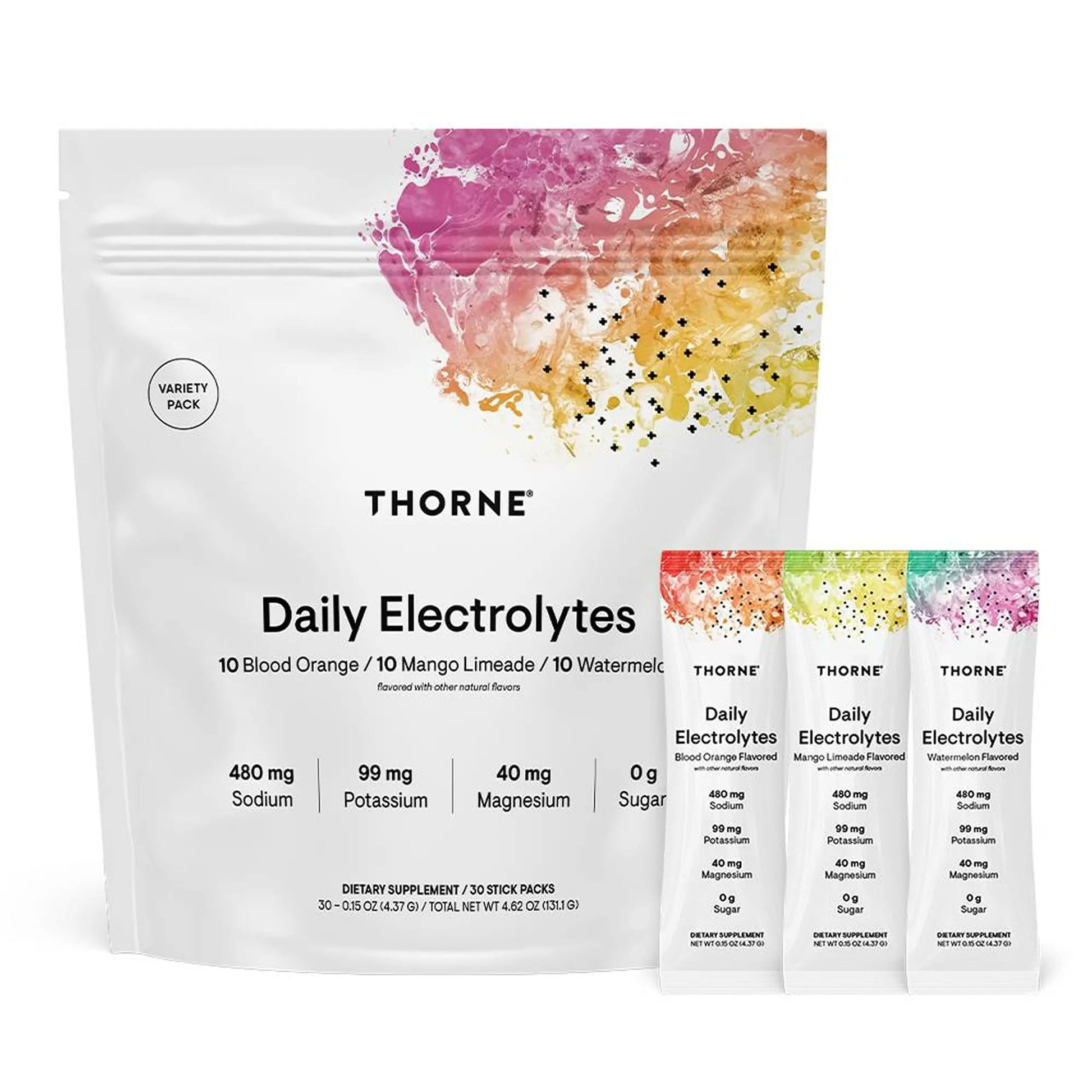 THORNE - Daily Electrolytes - Zero Sugar & Low-Calorie Electrolyte Powder Drink Mix - Flavors Derived from Natural Sources - NSF Certified for Sport - Variety - 30 Stick Packs THORNE uk supplements