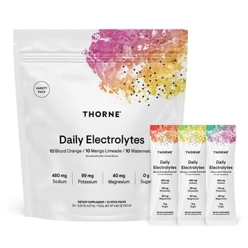 THORNE - Daily Electrolytes - Zero Sugar & Low-Calorie Electrolyte Powder Drink Mix - Flavors Derived from Natural Sources - NSF Certified for Sport - Variety - 30 Stick Packs THORNE uk supplements