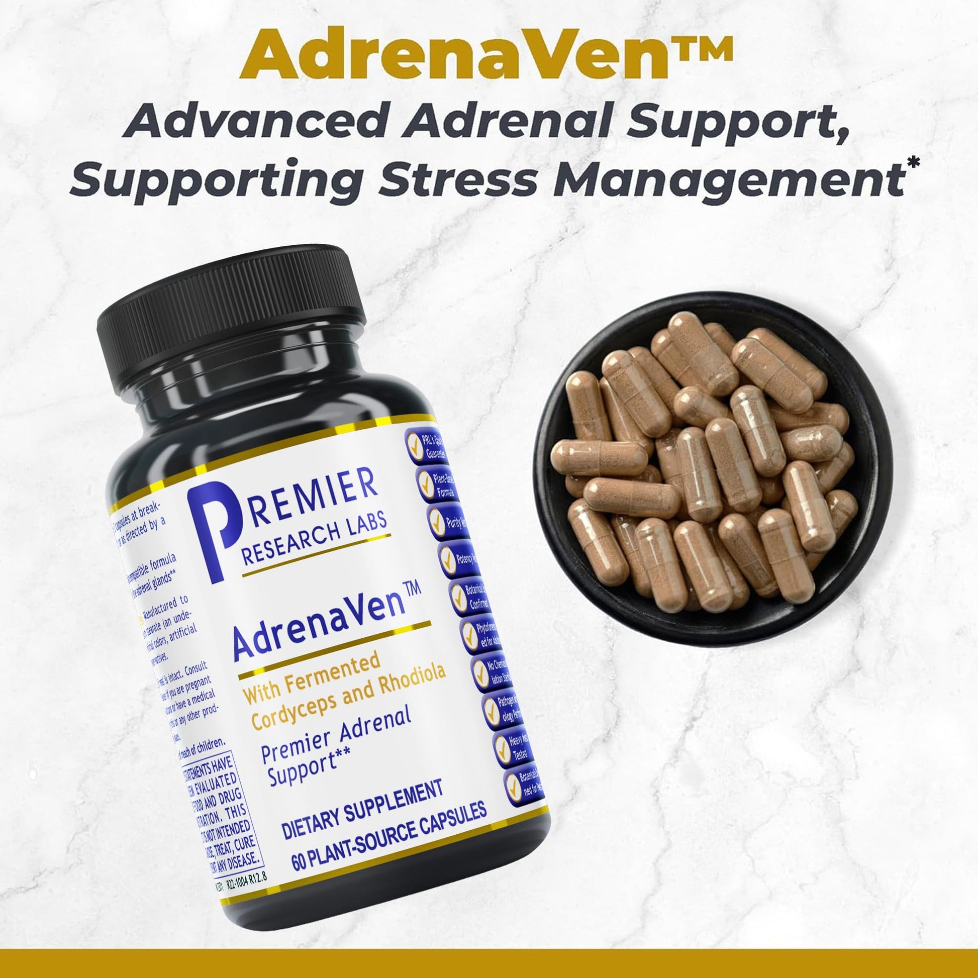 Premier Research Labs 30 Servings-AdrenaVen - Adrenal Health Supplement, Supports Adrenal Gland Health and Stress Response - Organic Adrenal Health - 60 Plant-Source Capsules Premier Research Labs uk supplements
