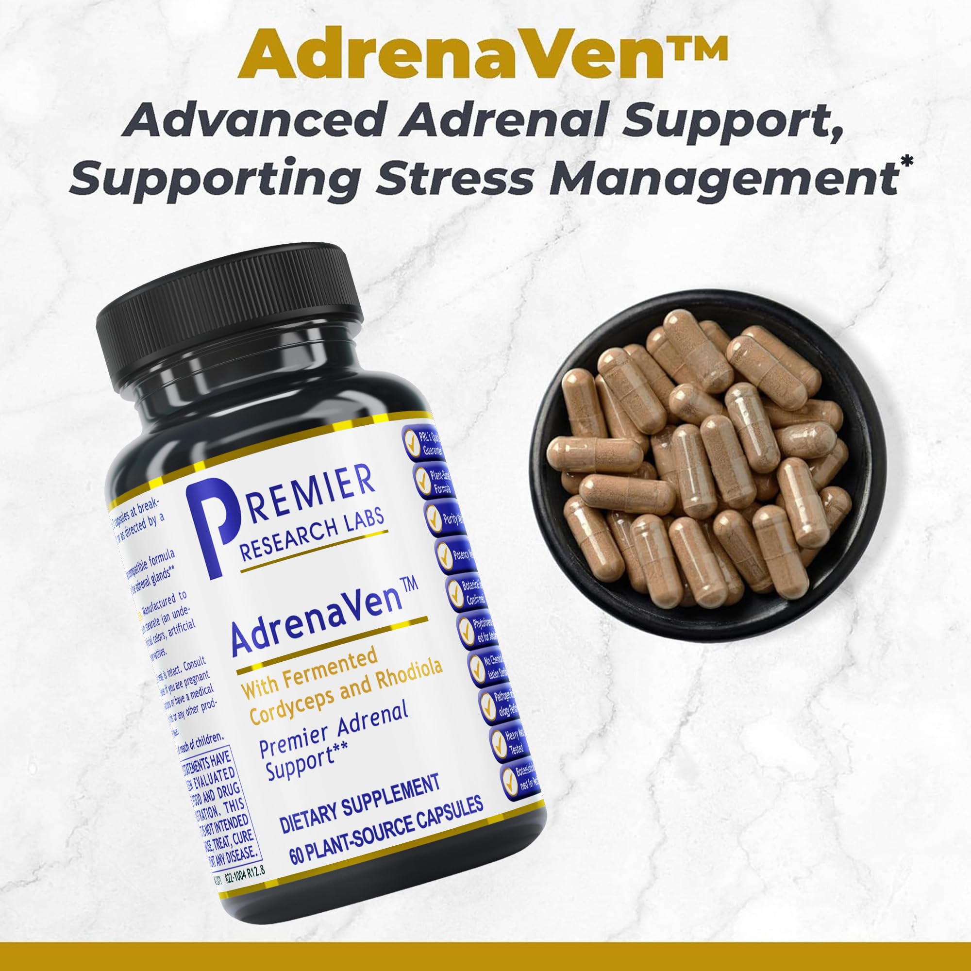Premier Research Labs 30 Servings-AdrenaVen - Adrenal Health Supplement, Supports Adrenal Gland Health and Stress Response - Organic Adrenal Health - 60 Plant-Source Capsules Premier Research Labs uk supplements