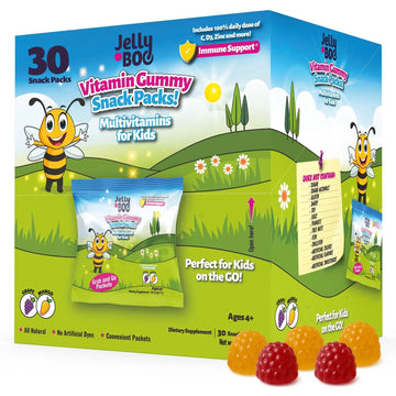 Kids Daily Multivitamin - Healthy Snacks For Kids – No Sugar, No Dyes, Monk Fruit Sweetened, Vegan, Gluten-Free- 100% Daily Value of Vitamins C, D3, Zinc Jelly.Boo uk supplements