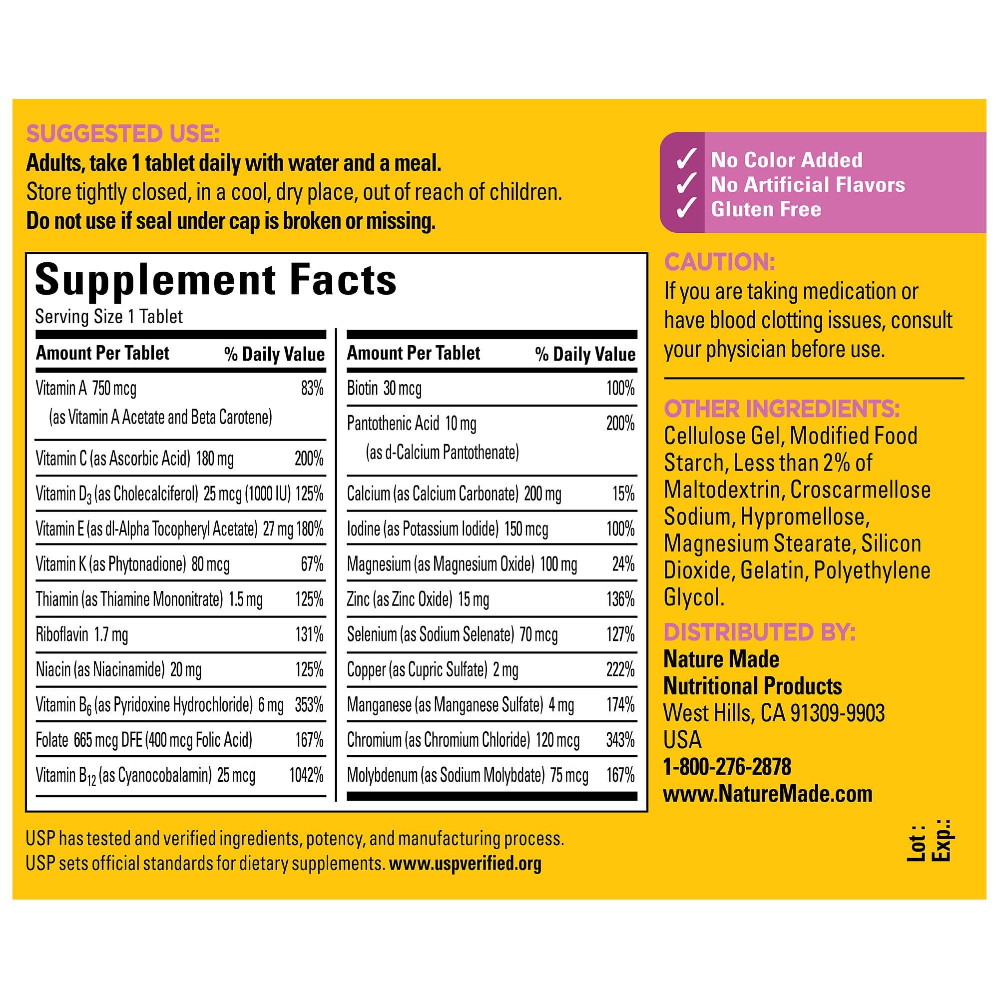 Nature Made Multivitamin For Women 50+ No Iron, Multivitamins for Women 50 Plus, Daily Nutritional Support, Nature Made Multi Vitamins, 90 Tablets, 90 Day Supply Nature Made uk supplements