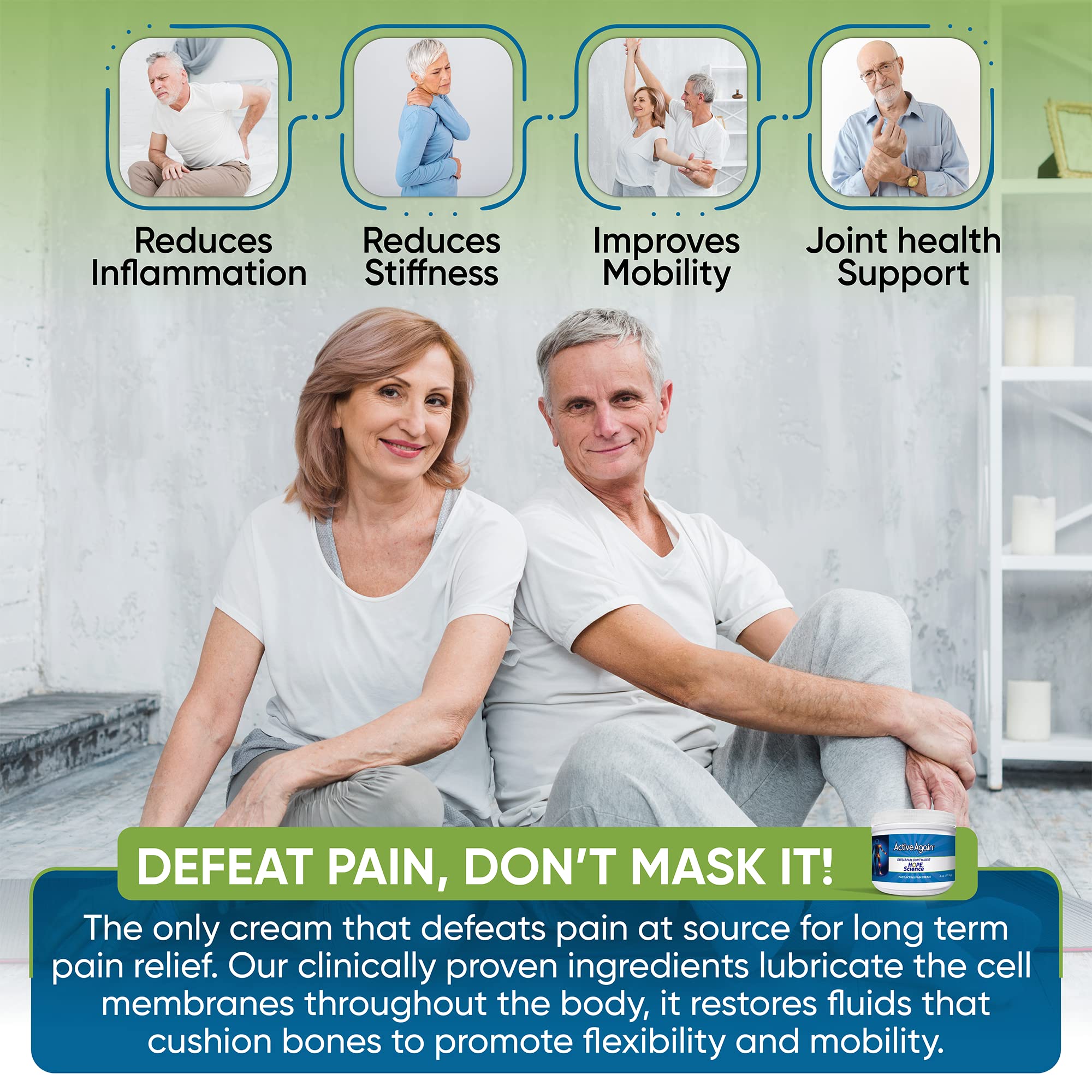 ACTIVE AGAIN Joint & Muscle Cream, 4oz | Clinically Proven for Joint Health and Mobility, Muscle, Back, Knee, Shoulder | Long Term Results| Doctor Approved | Made in USA ACTIVE AGAIN uk supplements