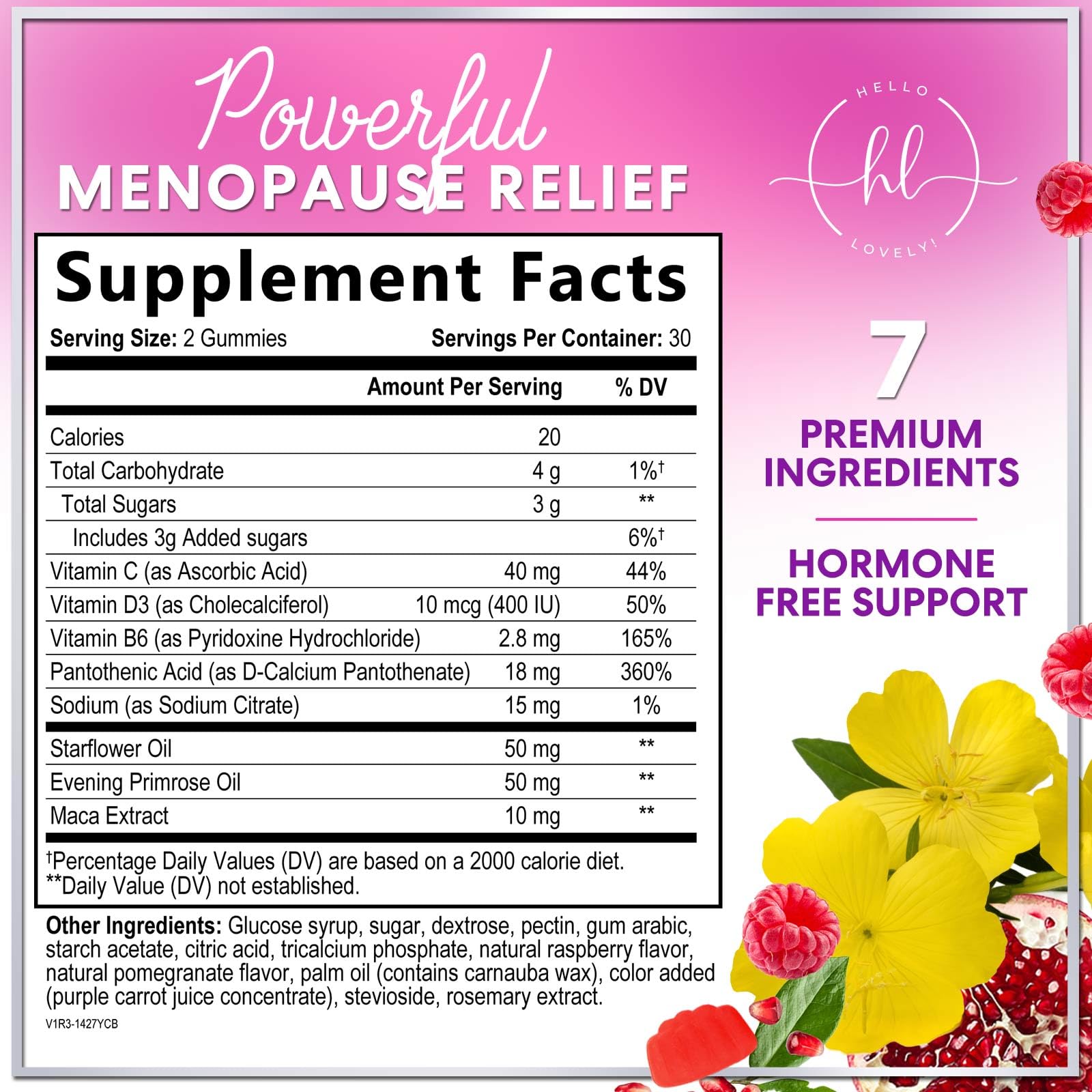 Menopause Supplements for Women - Complete Natural Mild Hot Flashes & Night Sweats Support, Multi Benefit Menopause Relief Gummy, Support for Balance & Energy, Gluten-Free & Non-GMO - 60 Gummies Hello Lovely! uk supplements