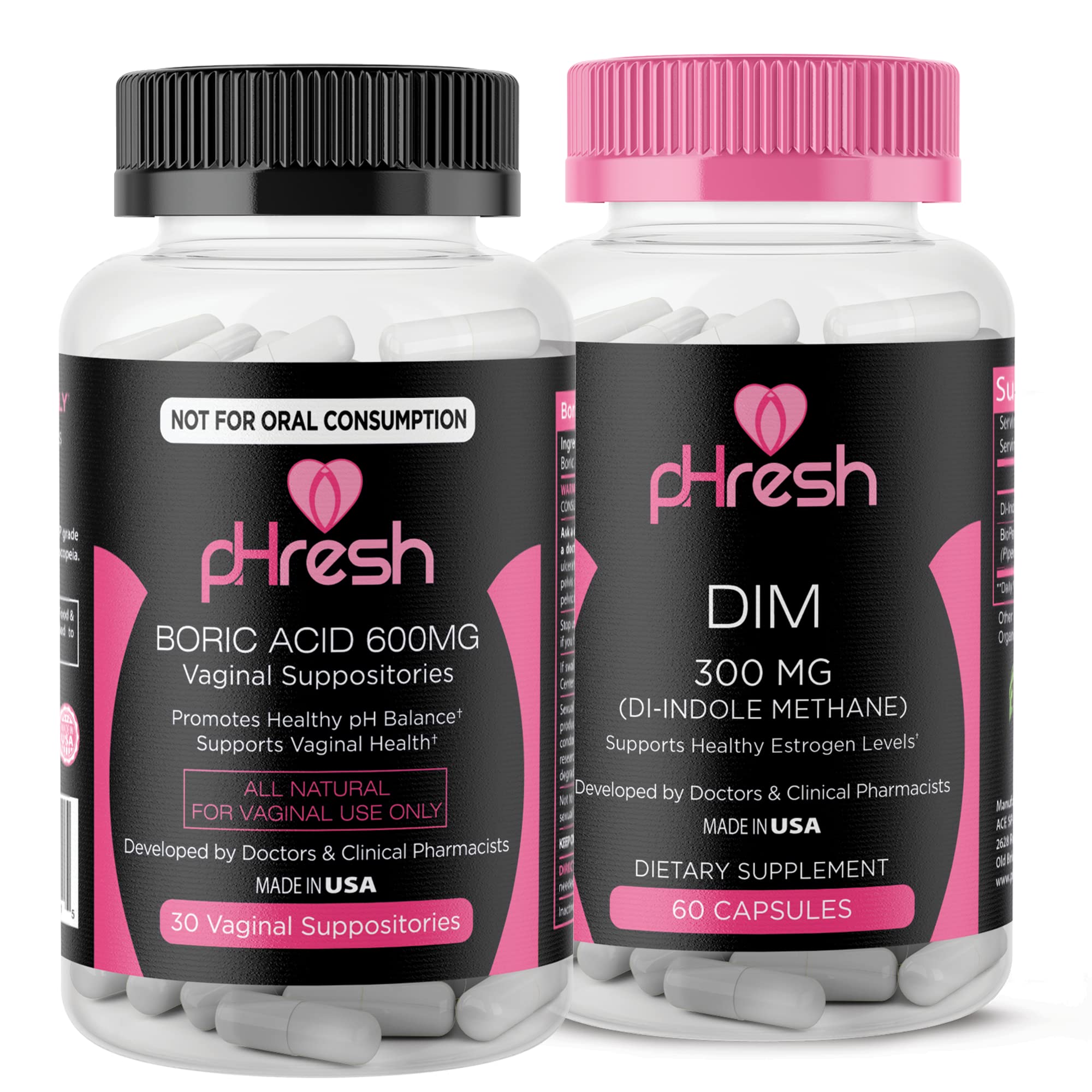 pHresh Boric Acid Suppositories and DIM Supplement ACE NUTRITION uk supplements