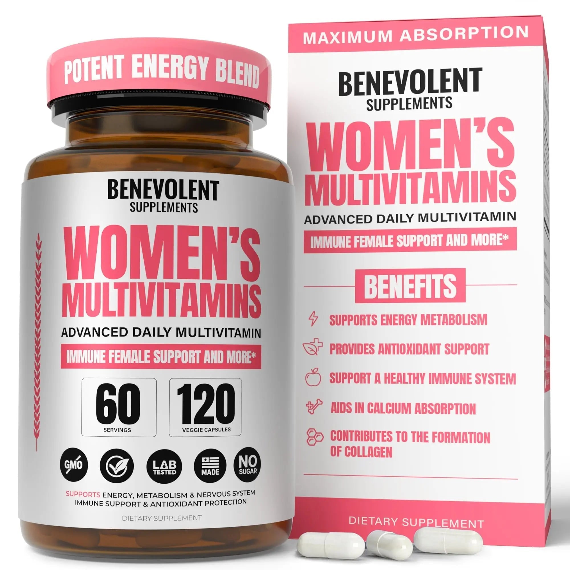Multivitamin for Women - Supplement for Energy, Immunity, & Female Support - Daily Vitamins for Women with Biotin, Calcium, Magnesium Benevolent Nourishment uk supplements