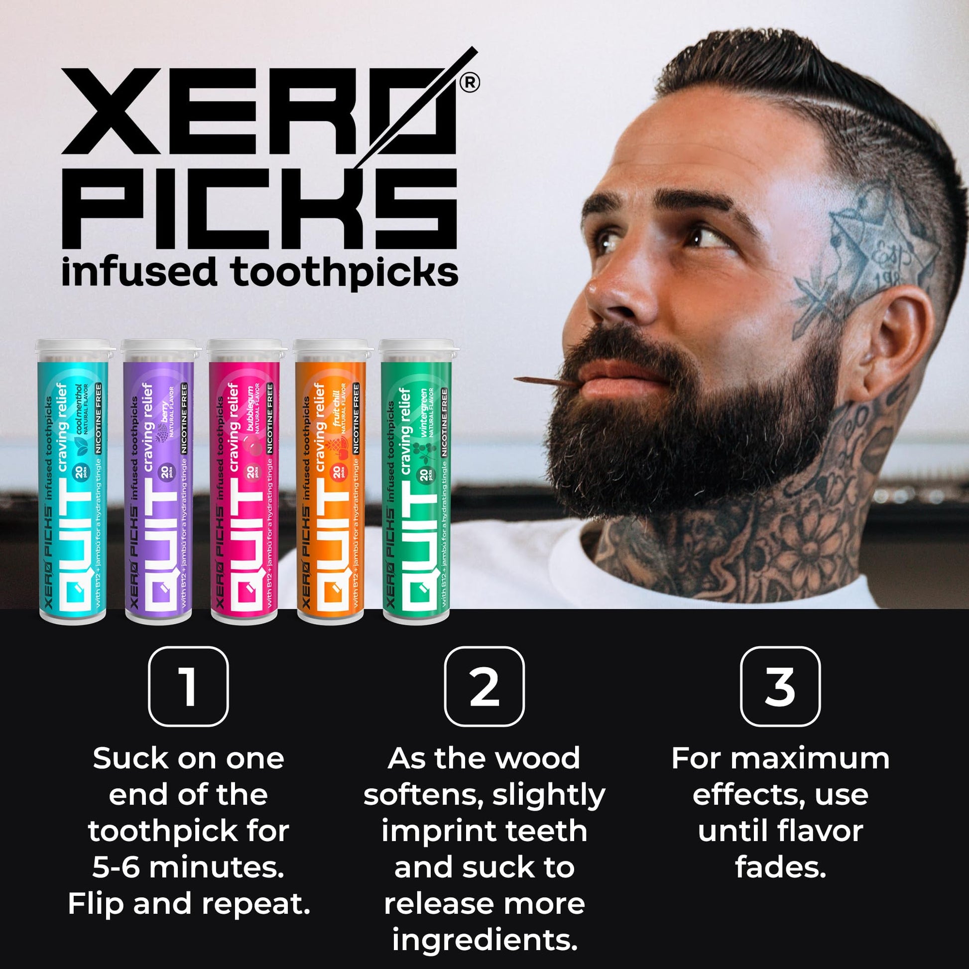 Xero Picks Infused Flavored Toothpicks to Help Quit Smoking - Nicotine Xero Picks uk supplements