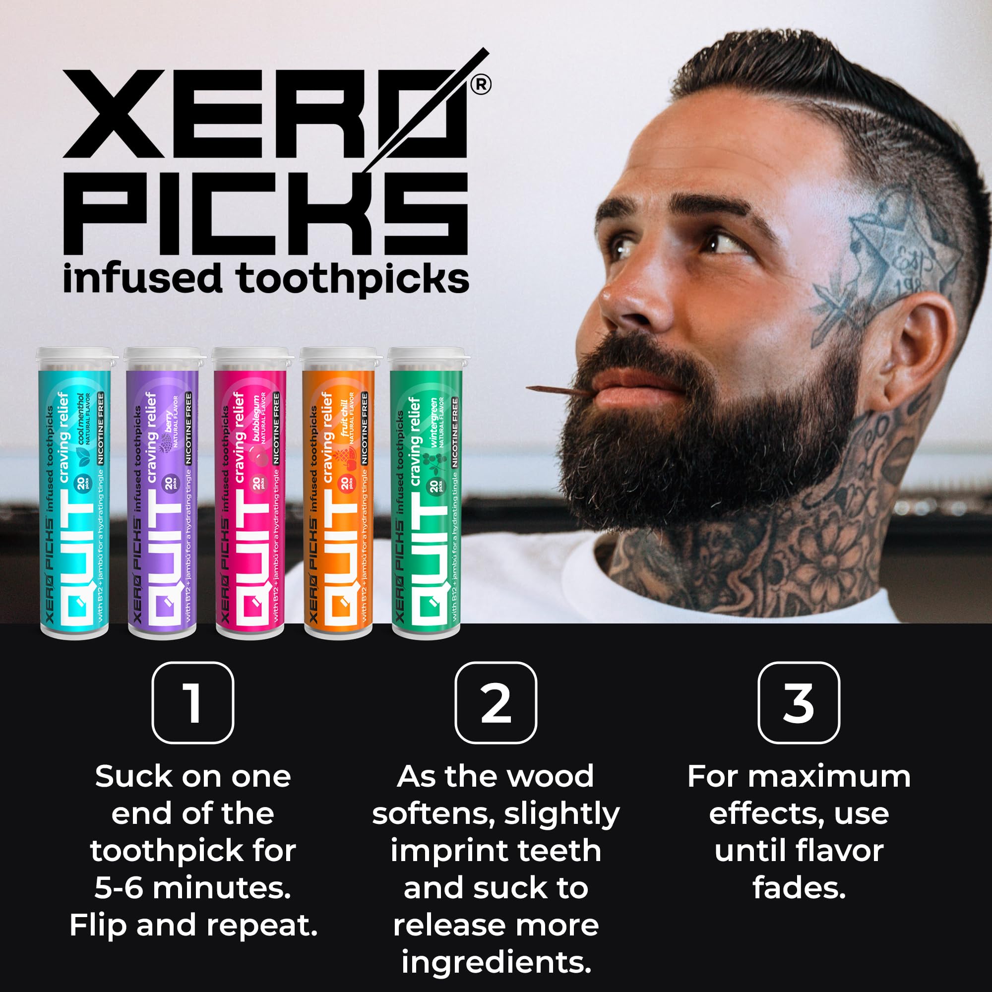 Xero Picks Infused Flavored Toothpicks to Help Quit Smoking - Nicotine Xero Picks uk supplements