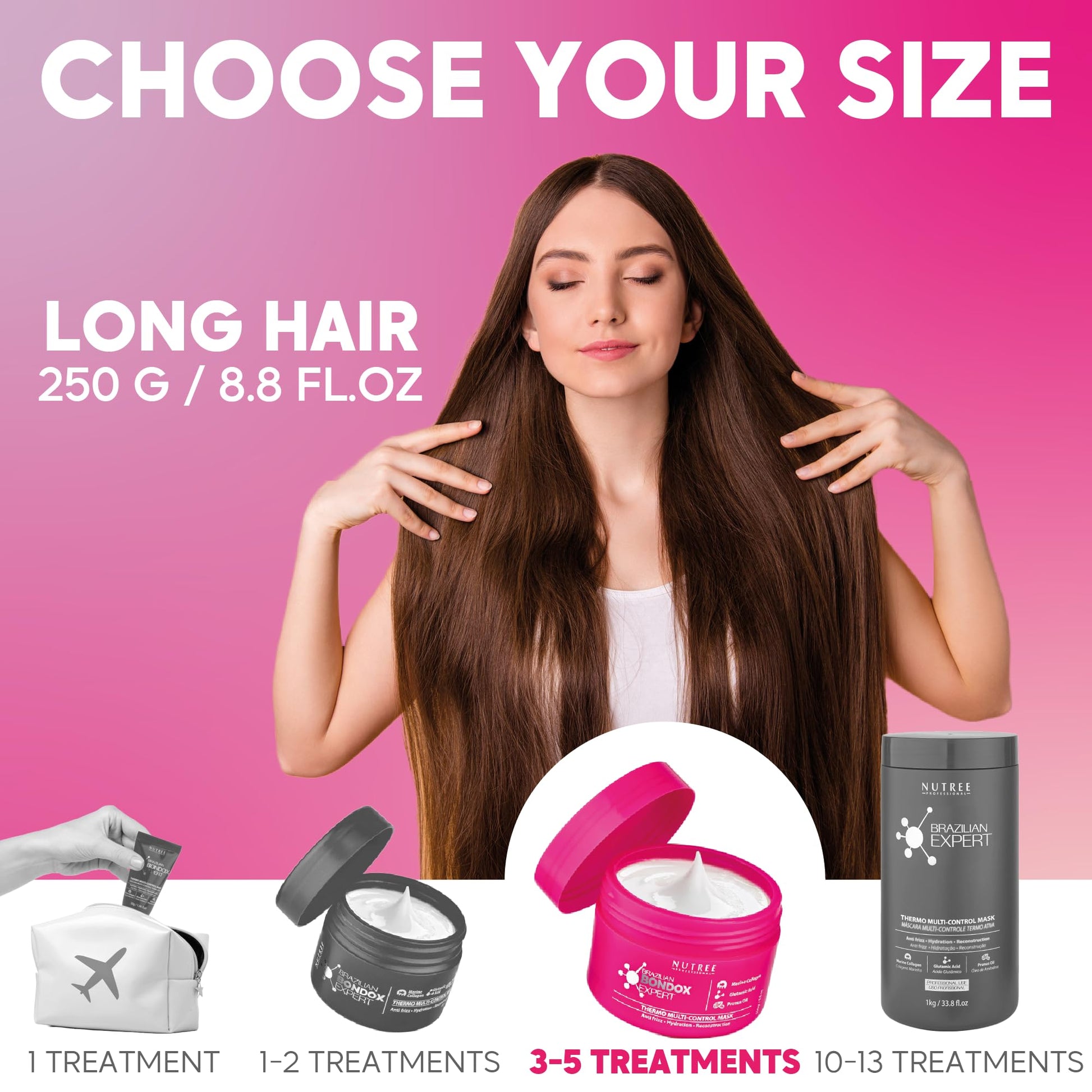Brazilian Hair Bottox Expert Thermal Mask 8.8 oz - Contains Marine Collagen and Almond Oil - Formaldehyde-Free - Repairs the Hair Elasticity and Flexibility, Softens, Moisturizers, Adds Shine Nutree Professional uk supplements