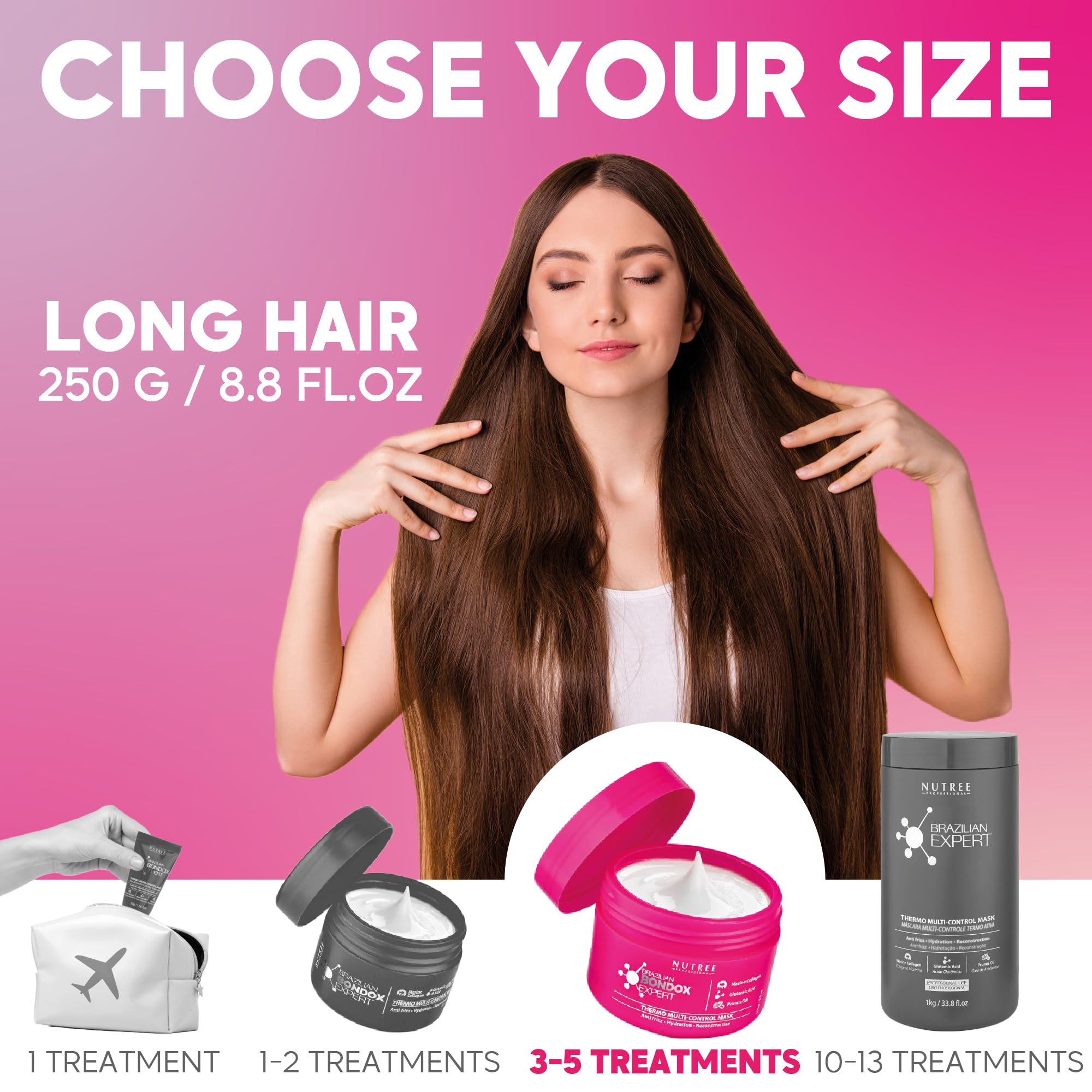 Brazilian Hair Bottox Expert Thermal Mask 8.8 oz - Contains Marine Collagen and Almond Oil - Formaldehyde-Free - Repairs the Hair Elasticity and Flexibility, Softens, Moisturizers, Adds Shine Nutree Professional uk supplements