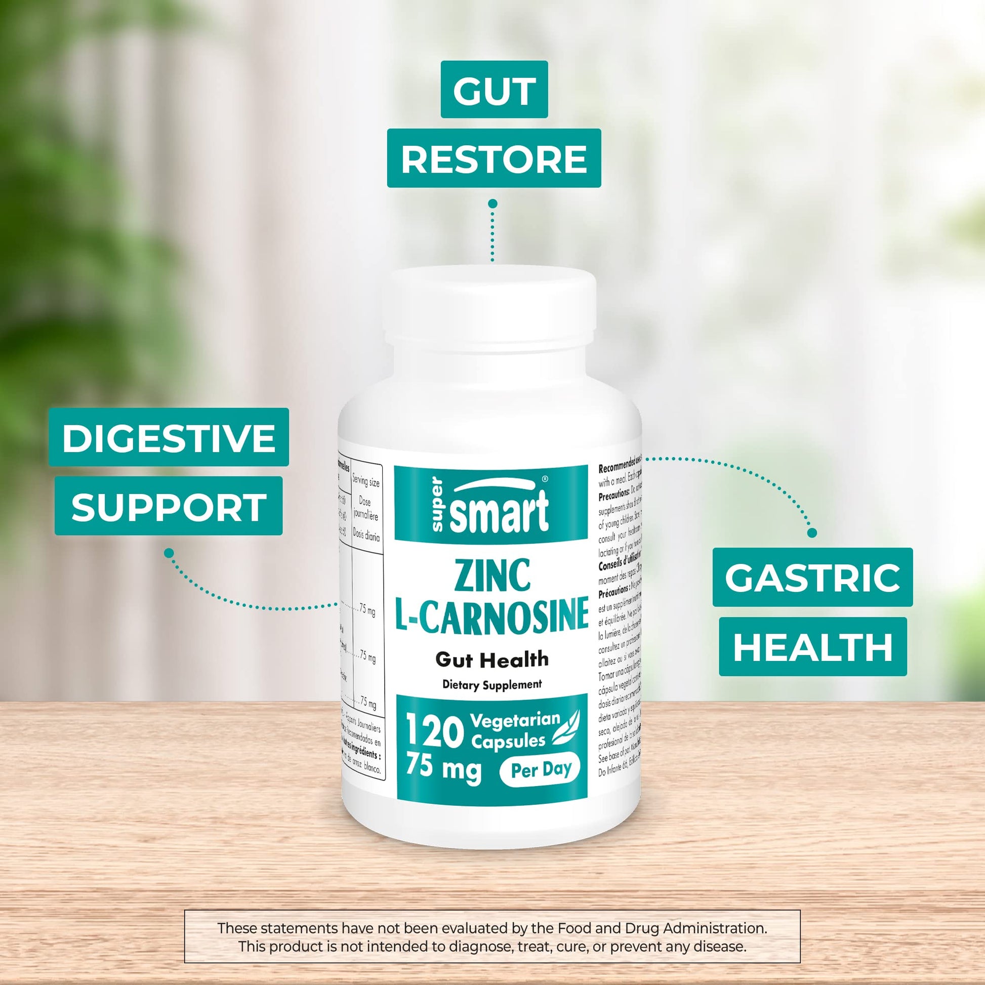SuperSmart - Zinc L-Carnosine 75mg per Day (Well-Tolerated) - Zinc Carnosine Supplemen Supersmart uk supplements